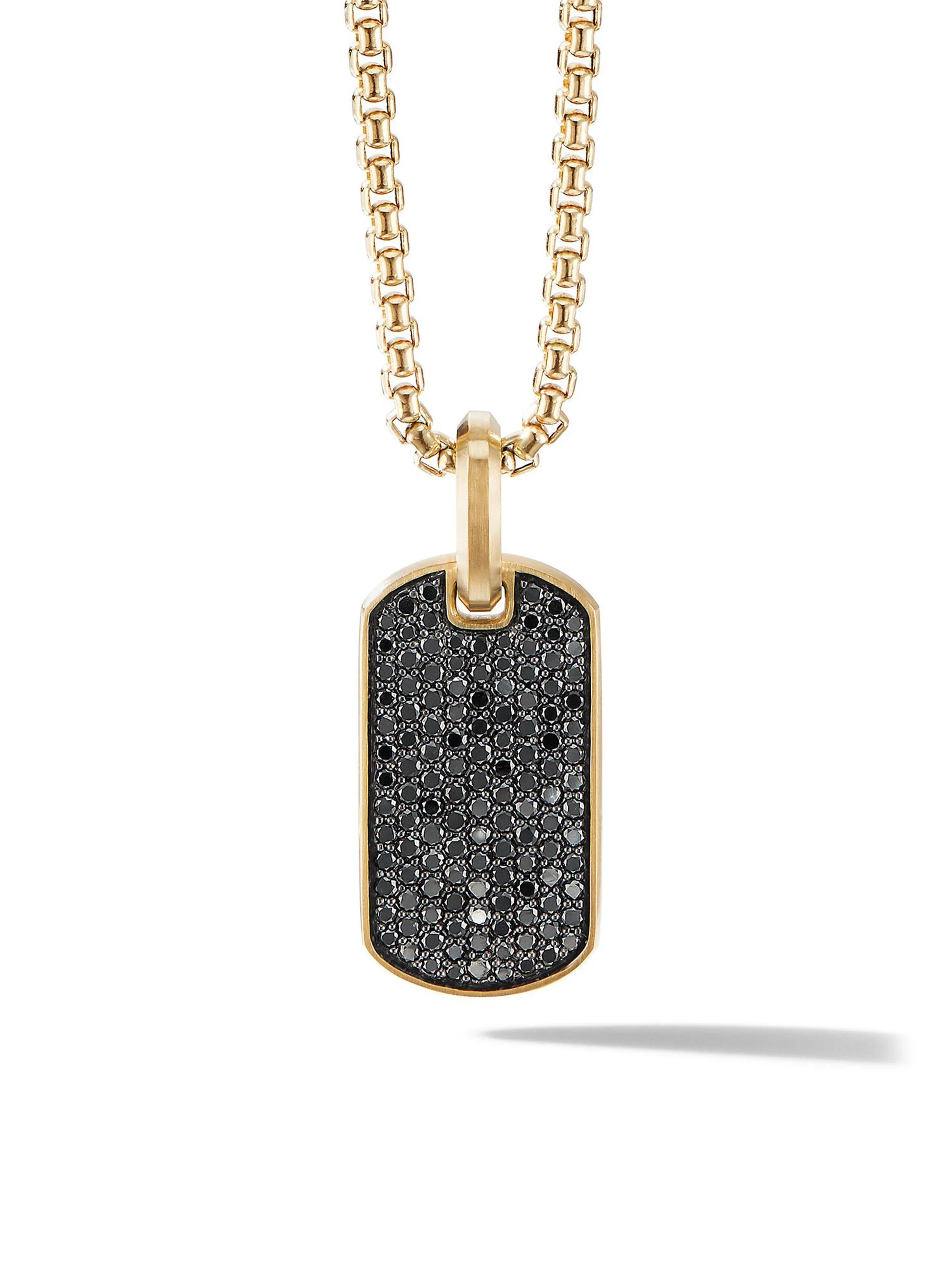 Men's Chevron Tag in 18K Yellow Gold - Black Diamond - 1