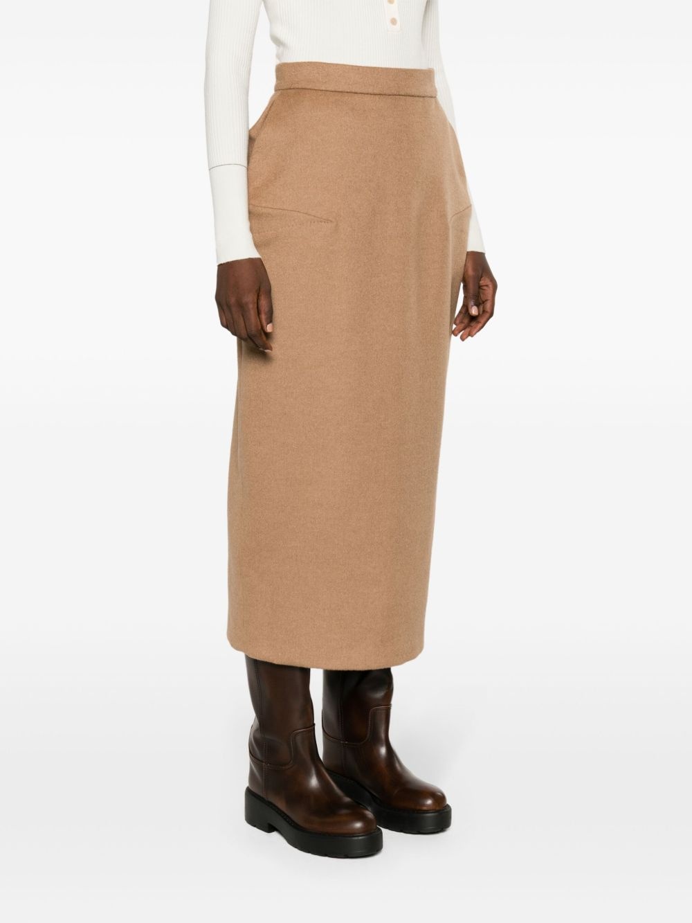 Babele dart-detail brushed midi skirt - 3