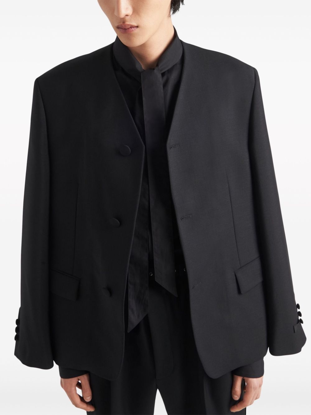 triangle-logo wool blazer - 4