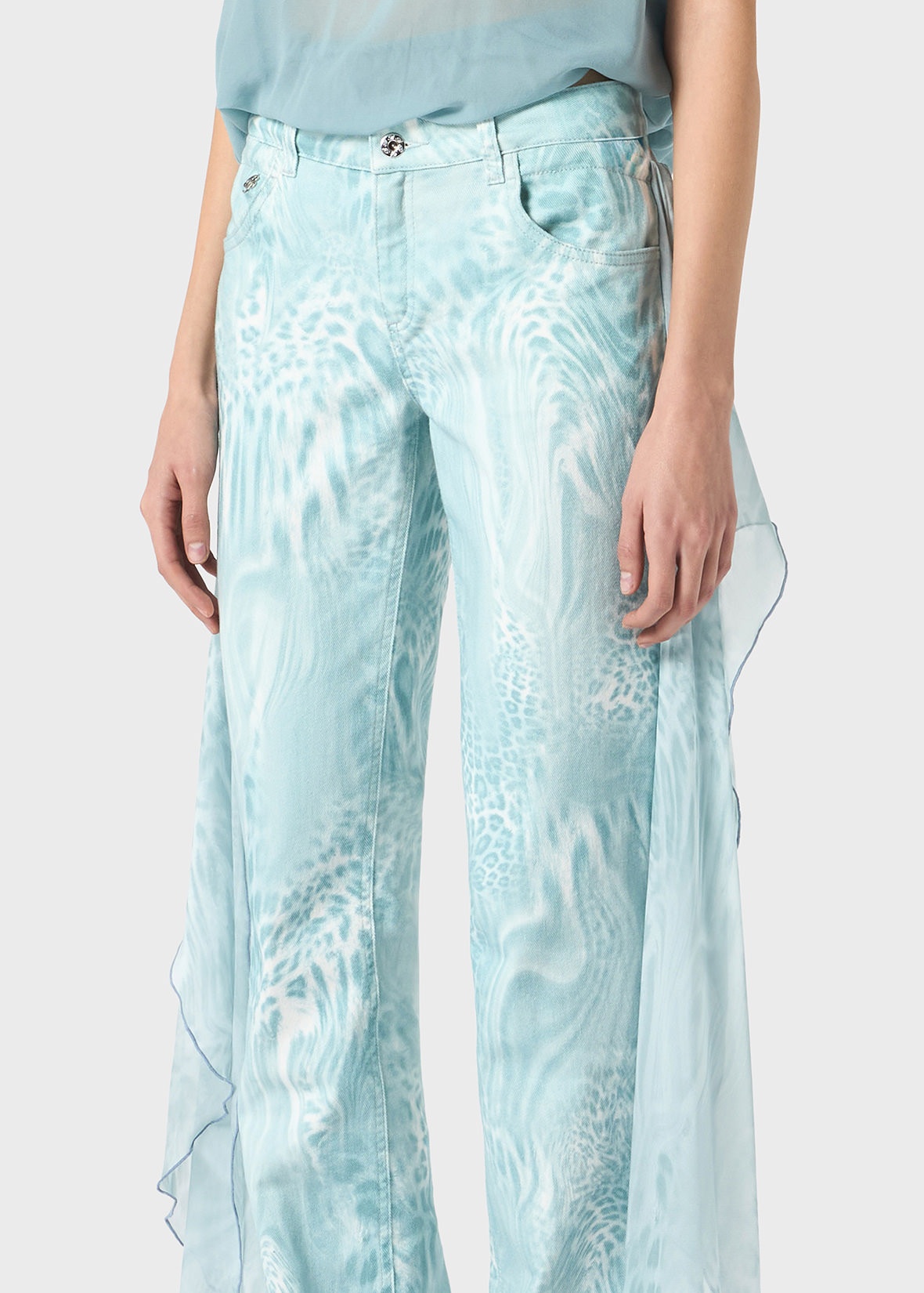 PRINTED JEANS IN GEORGETTE WITH FLOUNCE - 5