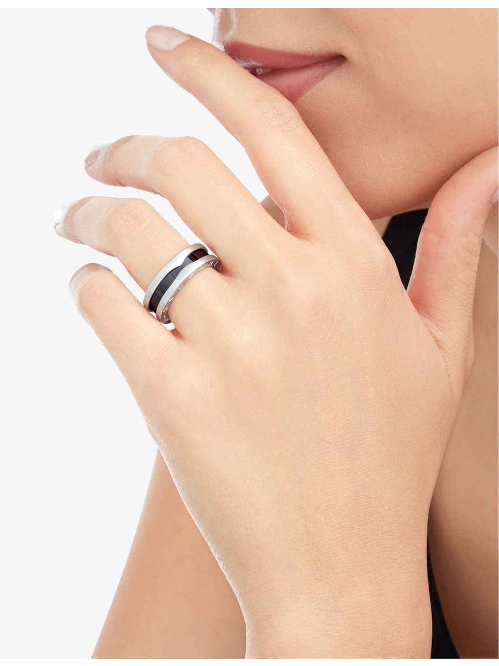 Save the Children sterling silver and black ceramic one-band ring - 6