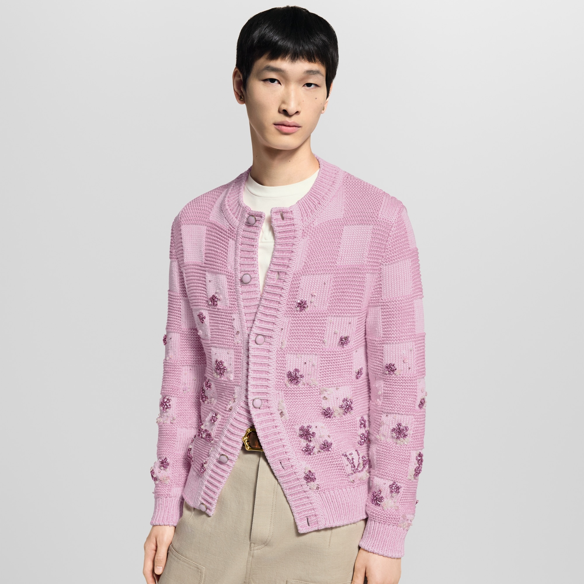 Damier Embroidered Cardigan - 2