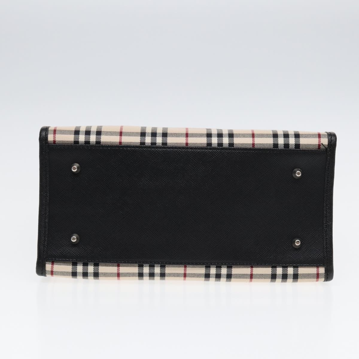 Burberry Nova Check Hand Bag Canvas Beige Black - 5