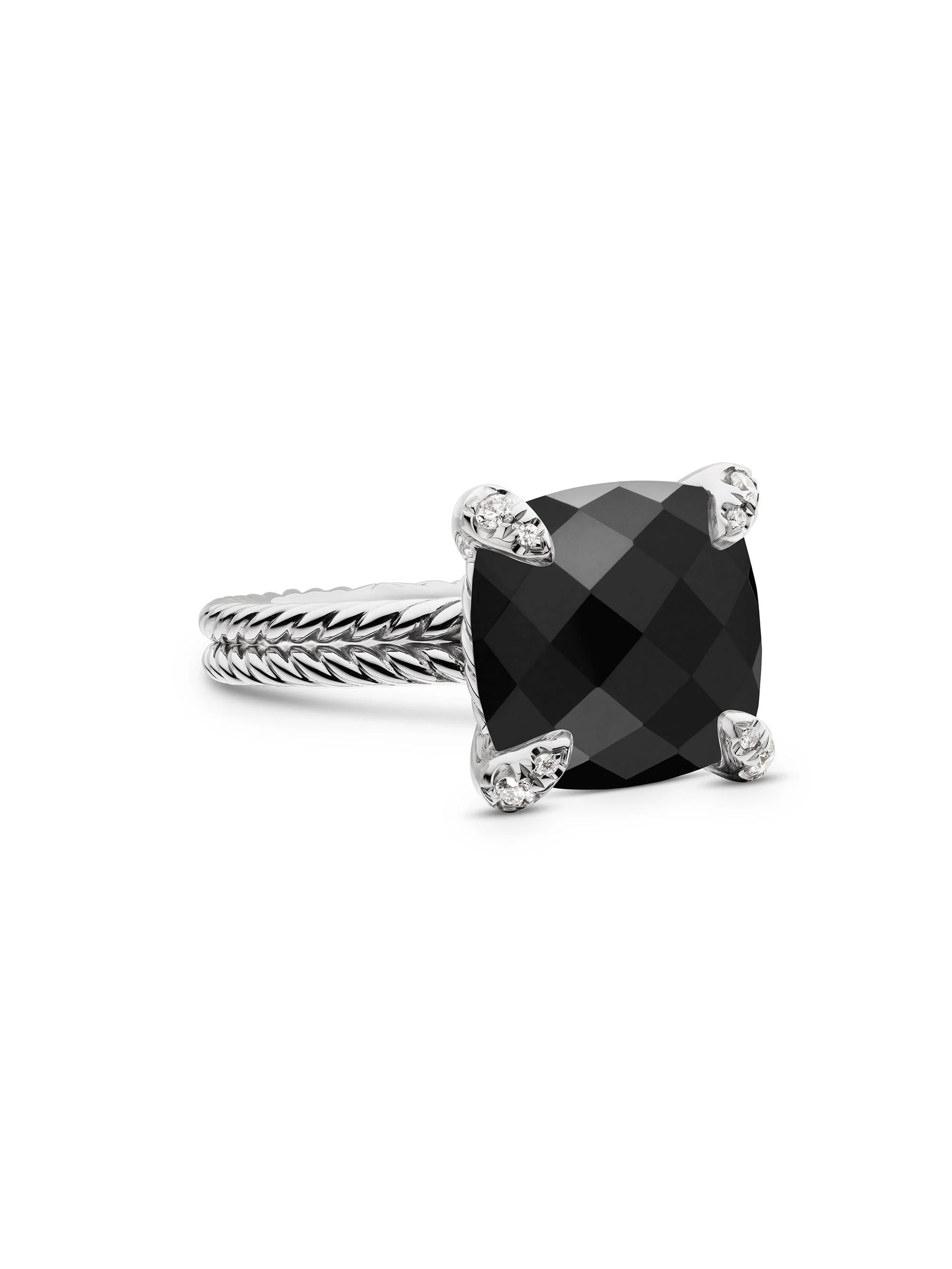 Women's Chatelaine Ring in Sterling Silver - Black Onyx - 1