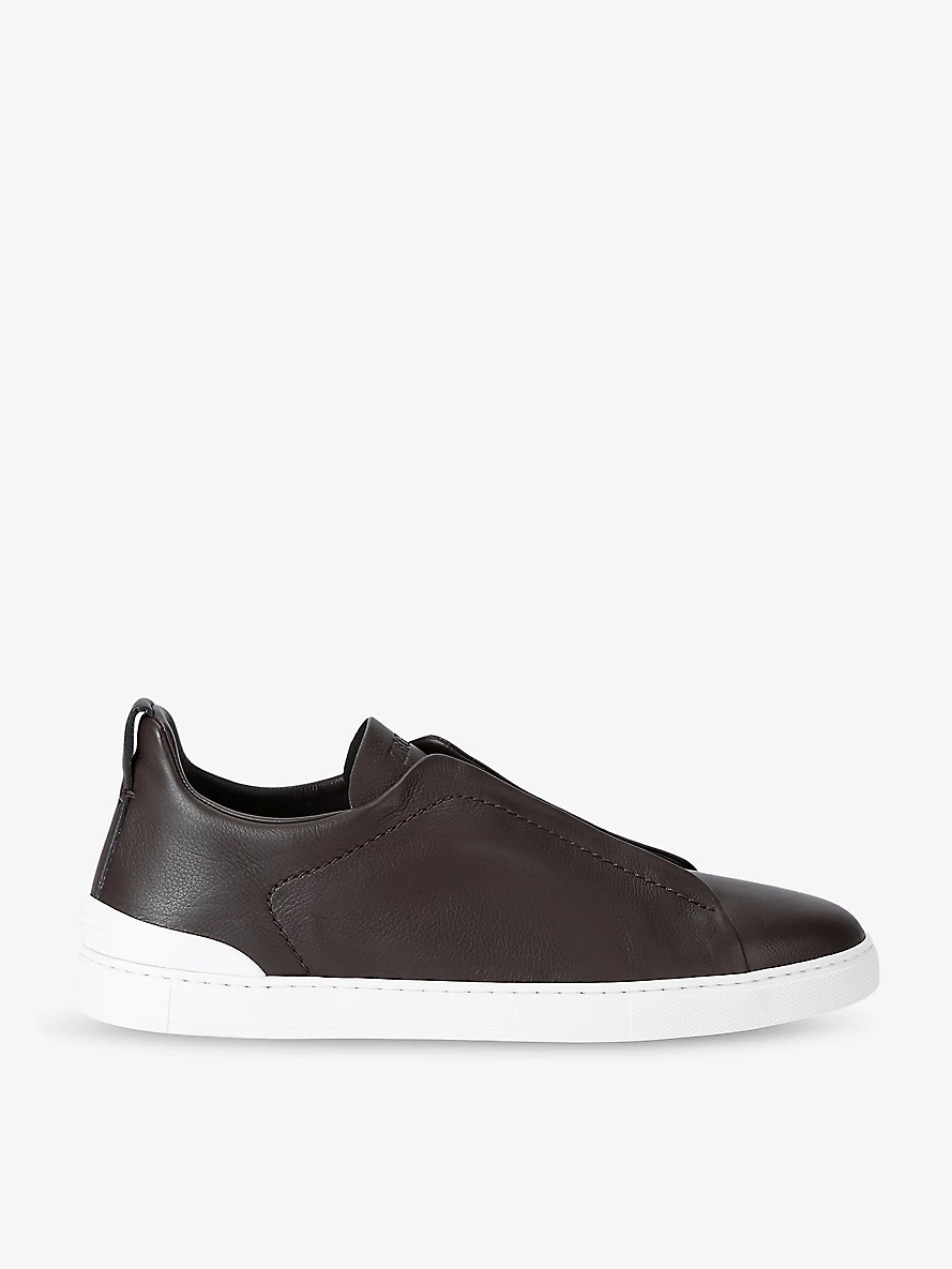 Triple Stitch panelled leather low-top trainers - 1