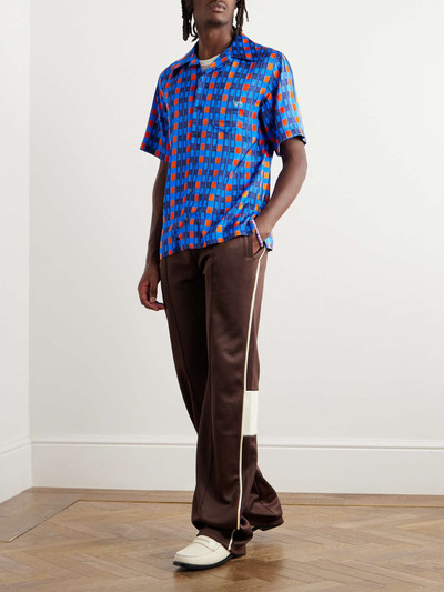 WALES BONNER Camp-Collar Logo-Embroidered Printed Satin Shirt outlook
