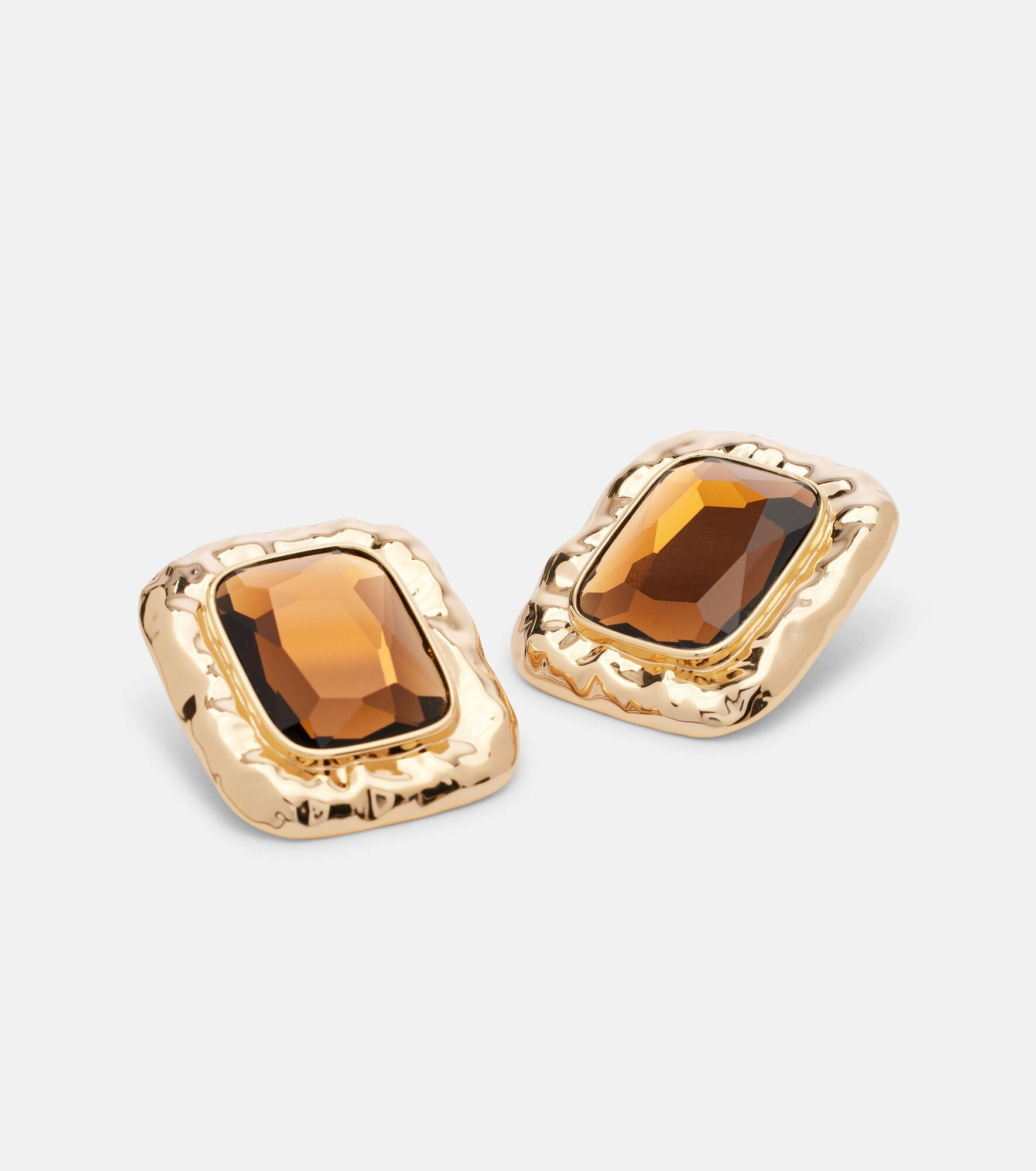 Amber gold-plated earrings - 4
