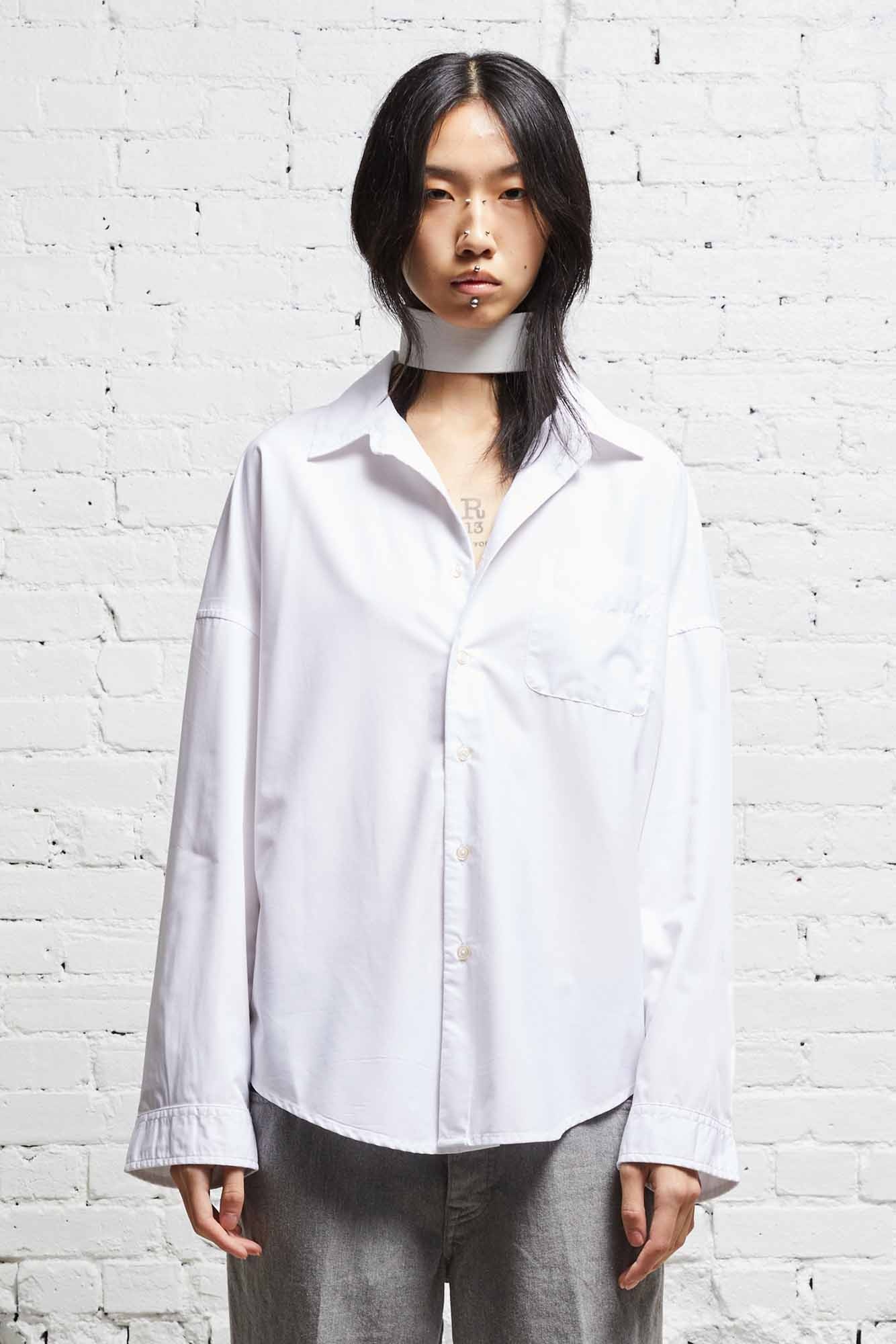 LONG SLEEVE BUTTON-UP - WHITE - 1