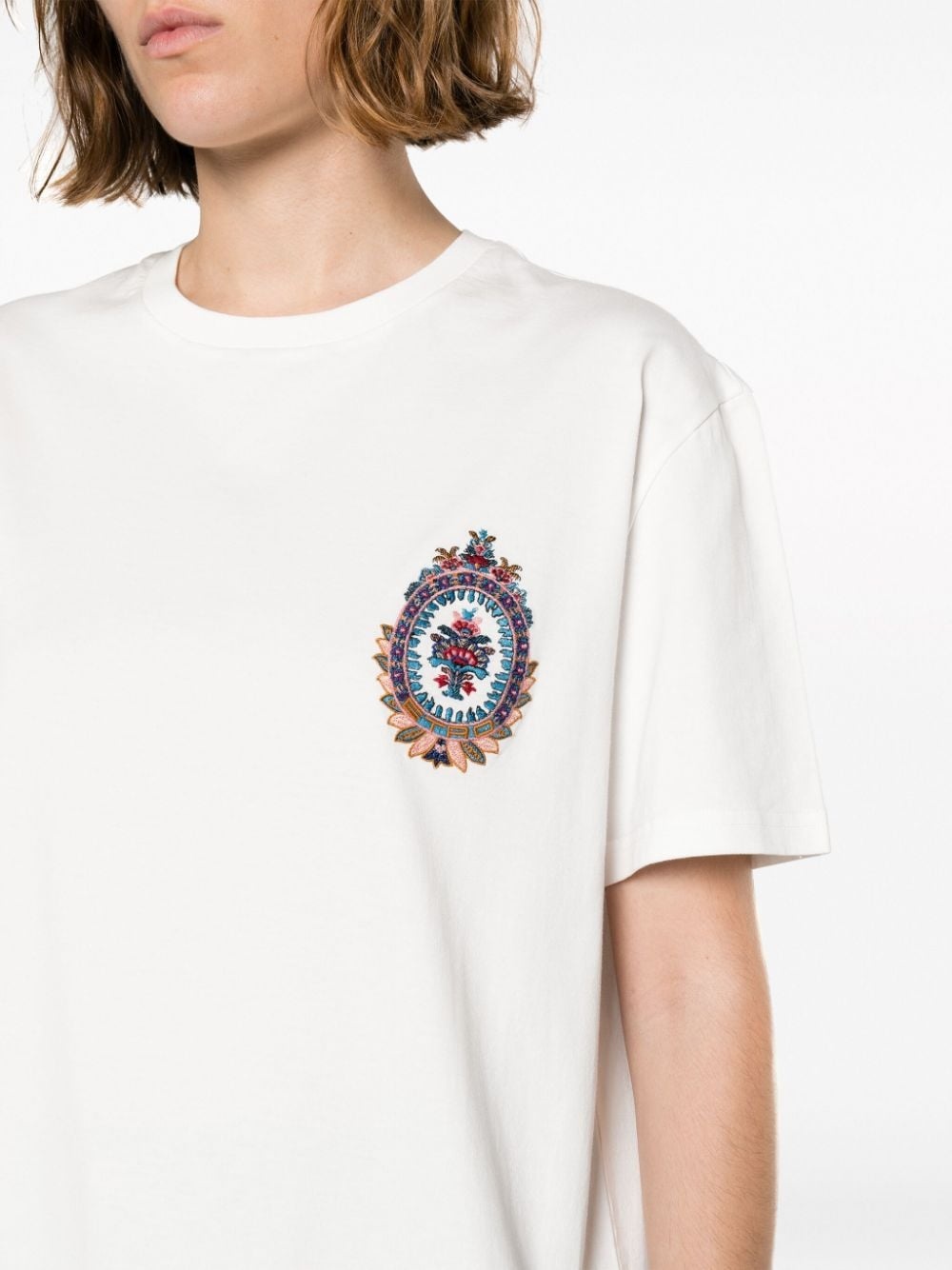 embroidered-crest cotton T-shirt - 5