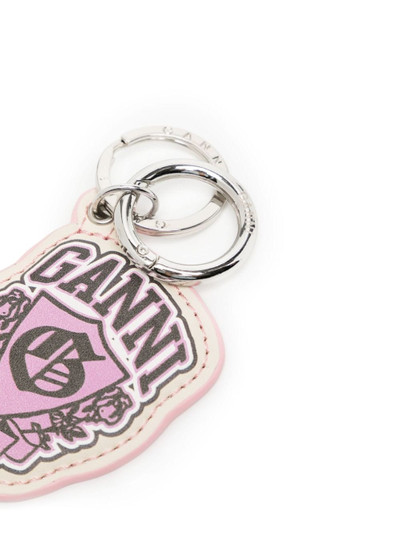 GANNI logo-print recycled-leather keychain outlook