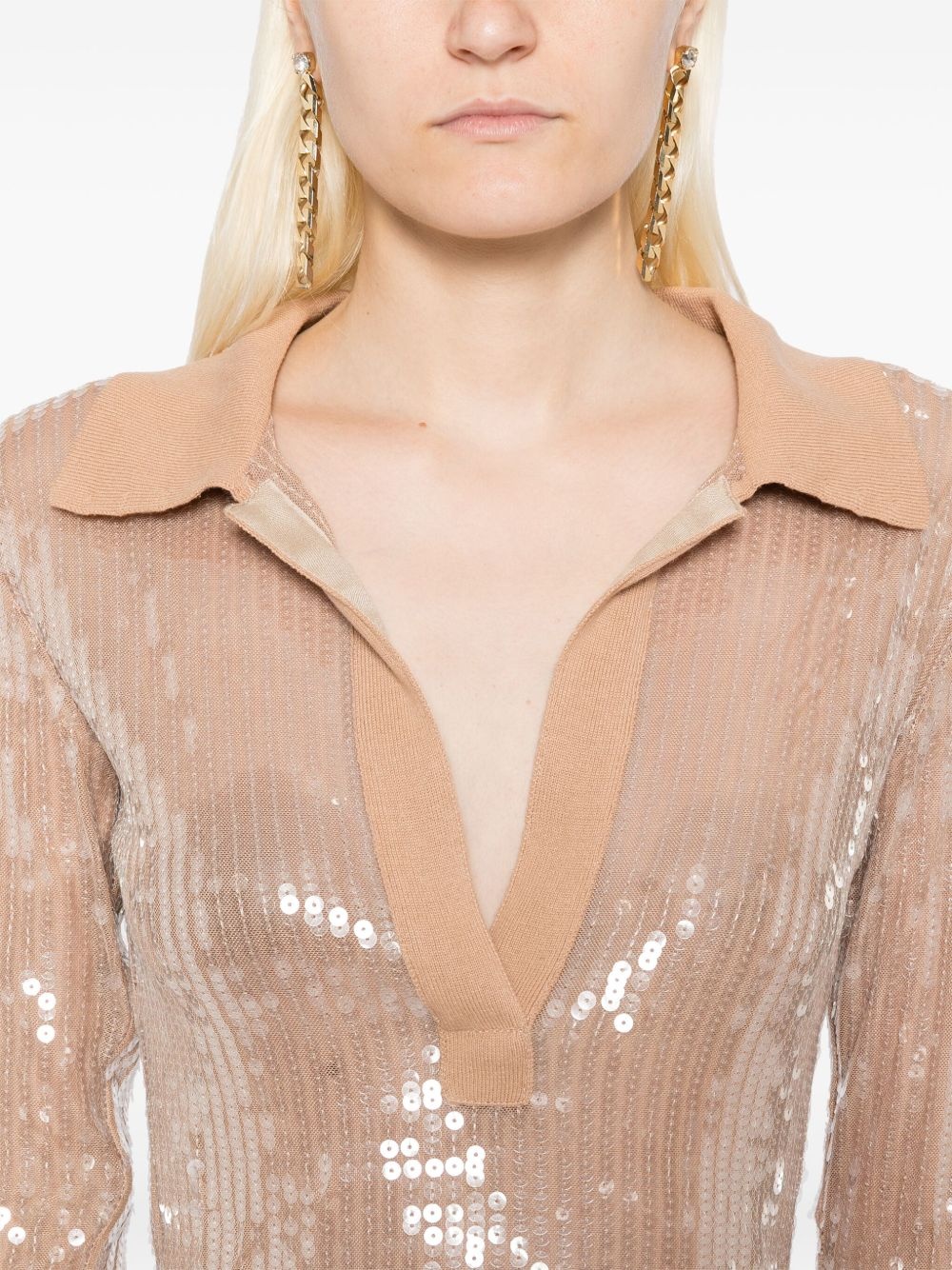 sequin-embellished mesh top - 5