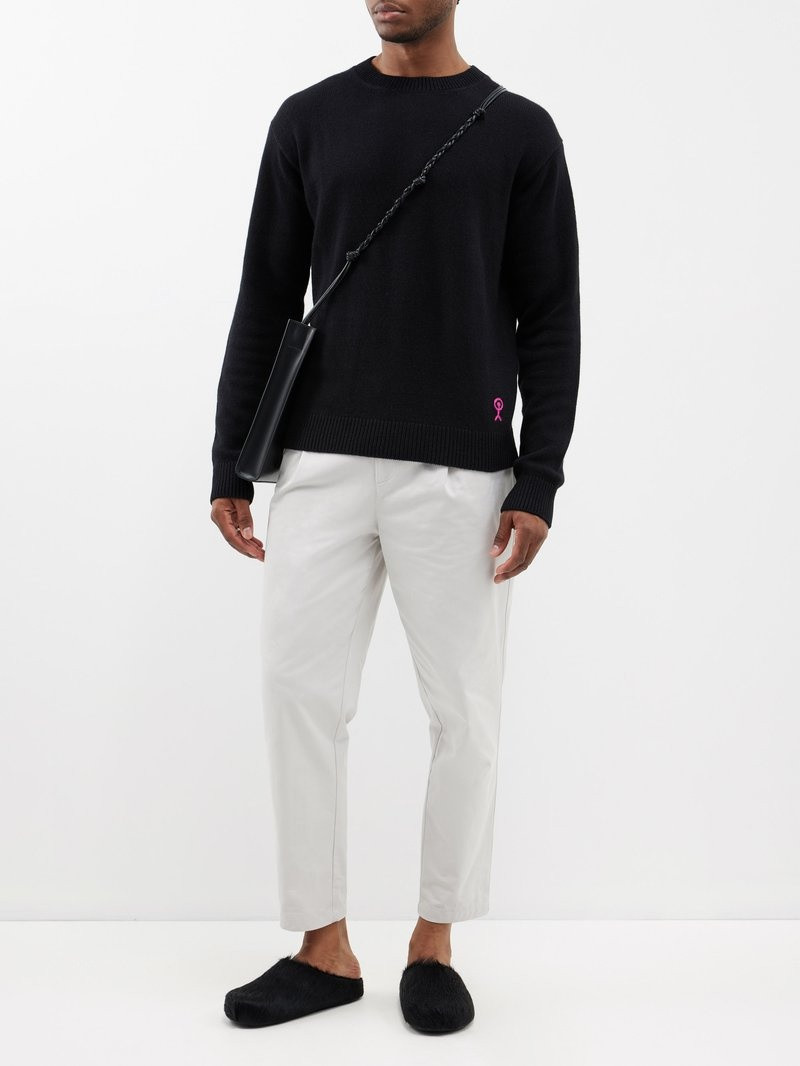 The Elder Statesman Logo-embroidered cashmere crew-neck sweater outlook