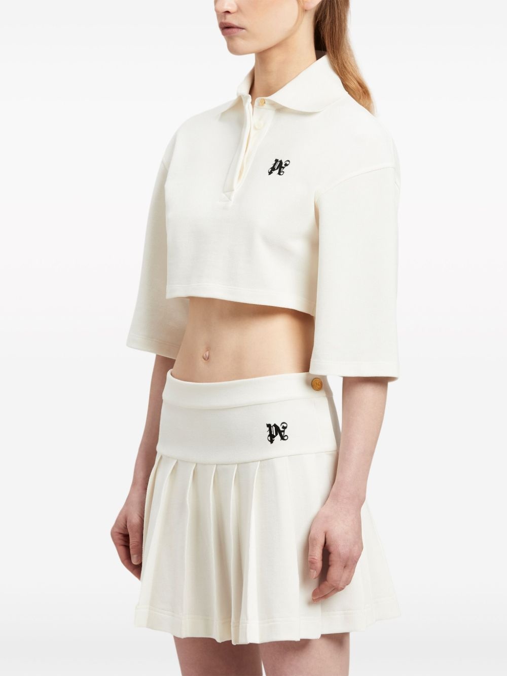 PA monogram cropped polo top - 4