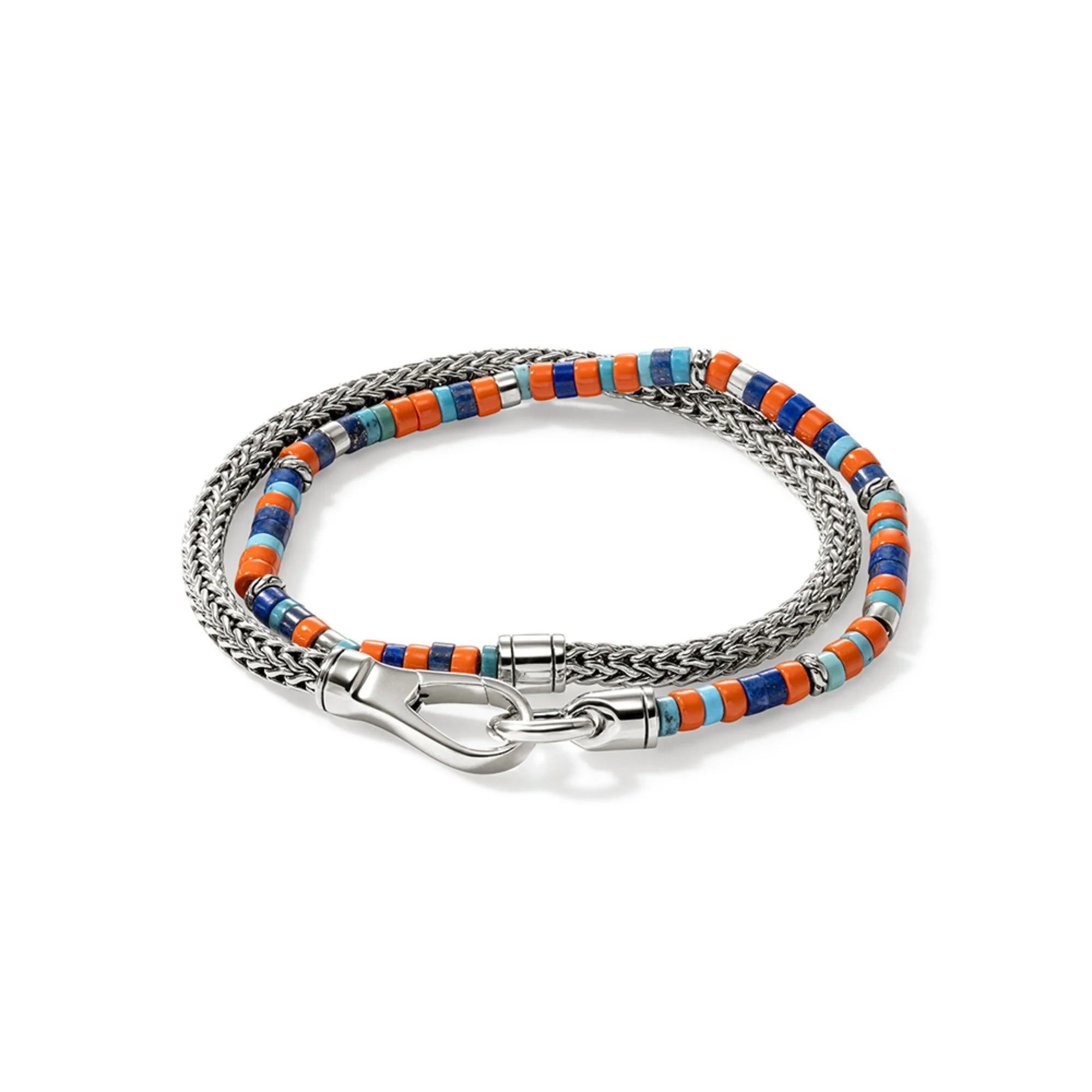 Heishi Chain Wrap, Sterling Silver, Hardstones - 1
