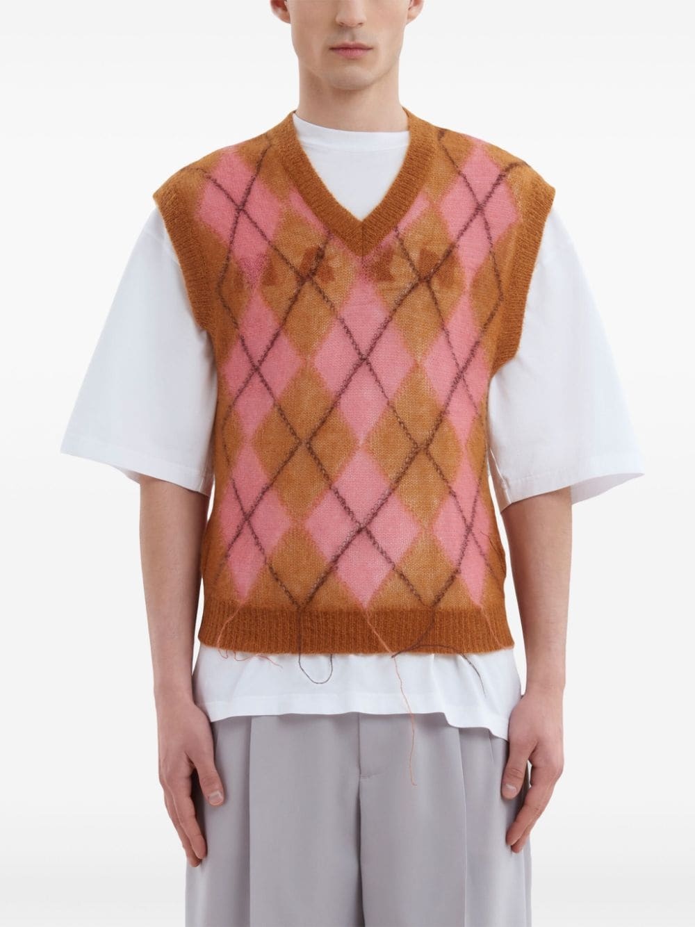 argyle-intarsia V-neck vest - 2