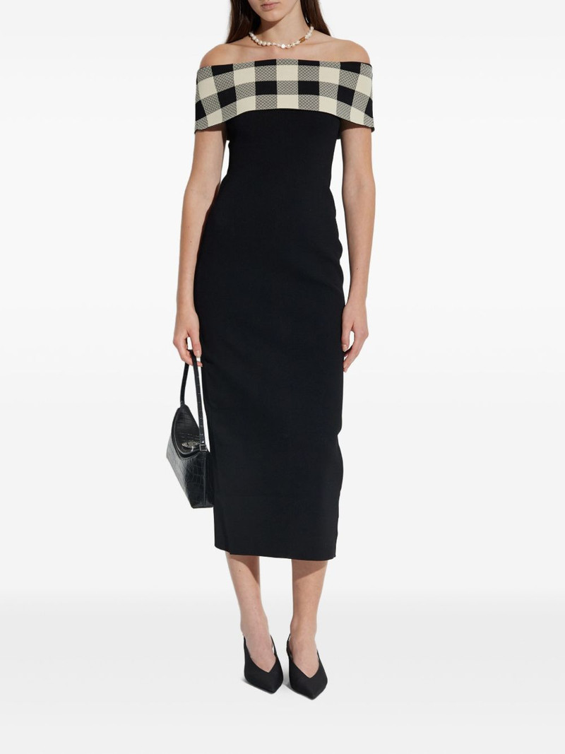 POSSE off-shoulder checked dress outlook