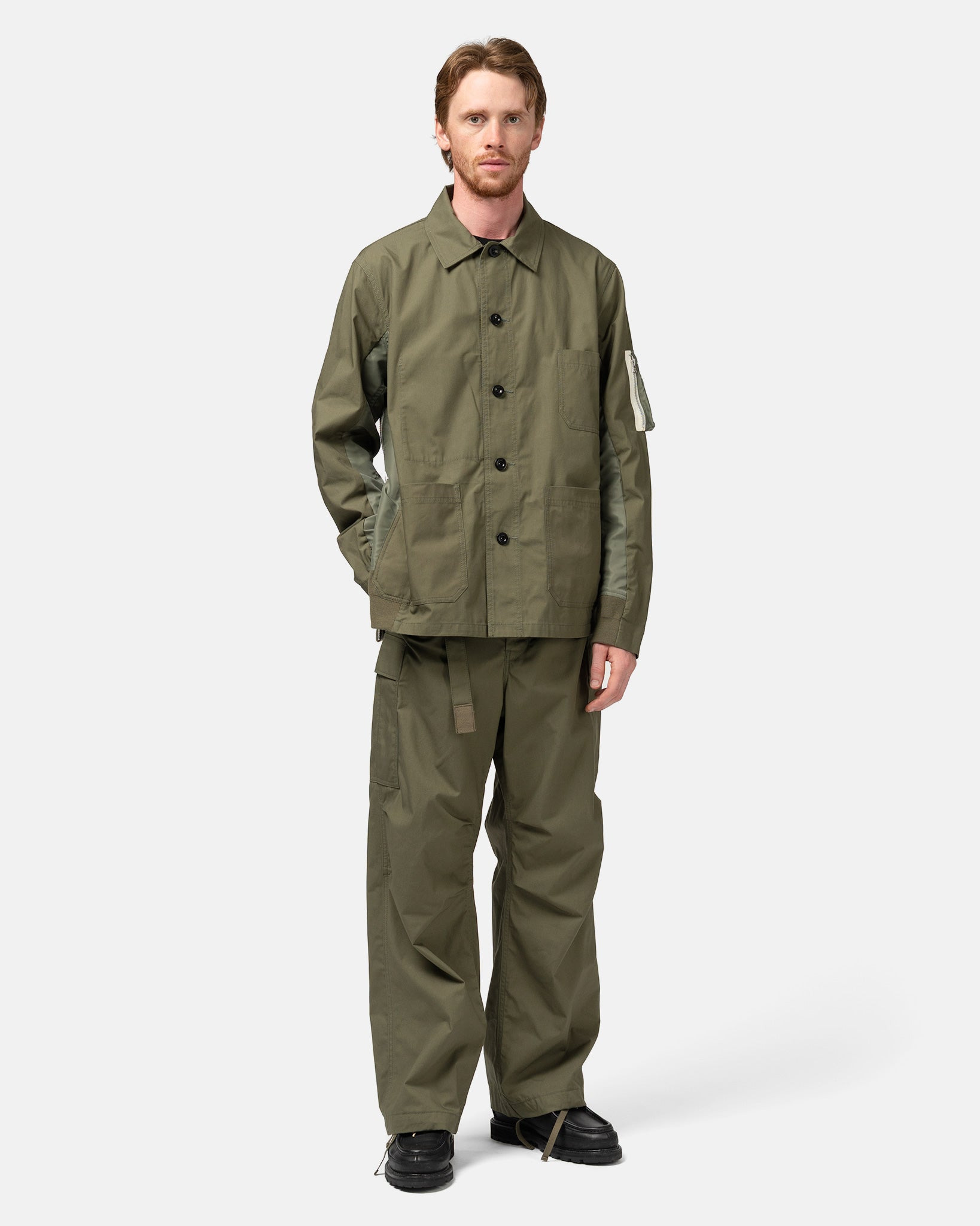 Cotton Nylon Oxford Jacket Khaki - 2