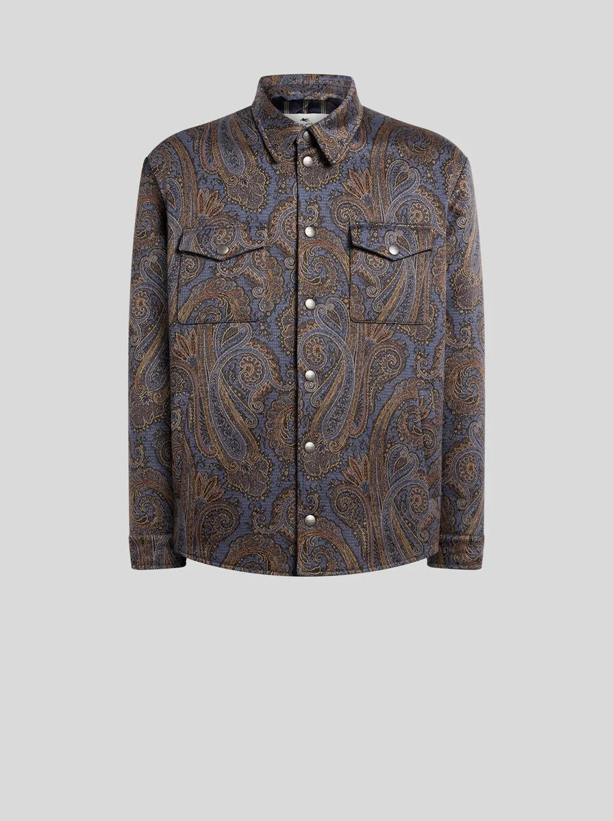 COTTON-BLEND JACQUARD OVERSHIRT WITH PAISLEY MOTIF - 1