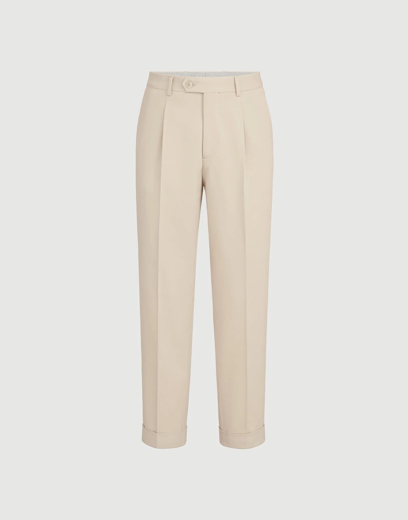 Cotton and virgin wool gabardine trousers with pleat - 1
