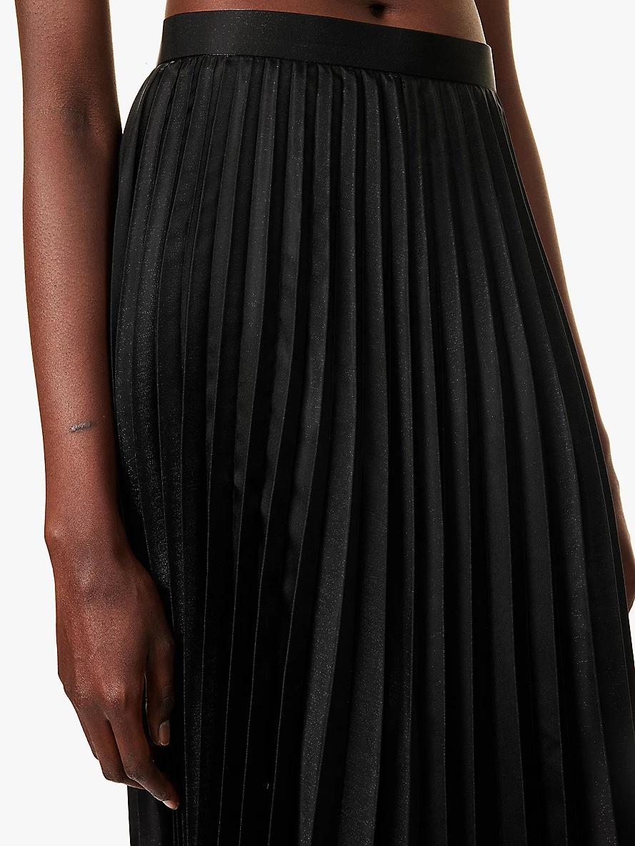 Structured-waistband pleated woven midi skirt - 5