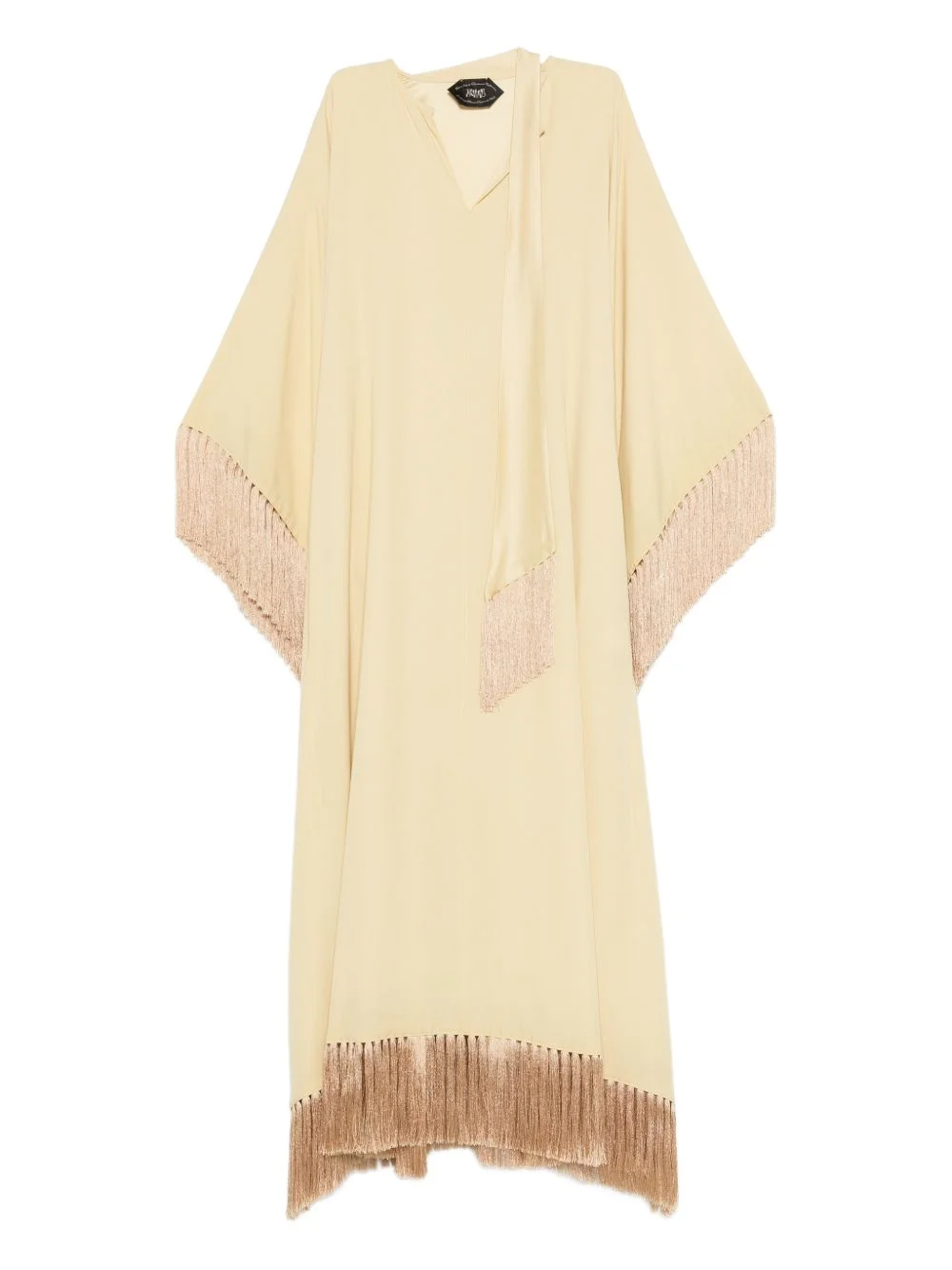 tassel-trims shift asymmetric kaftan dress - 1