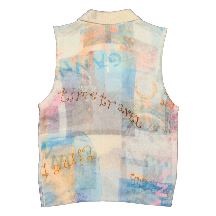 Ganni Abstract Print Cashmere Sleeveless Polo - 2