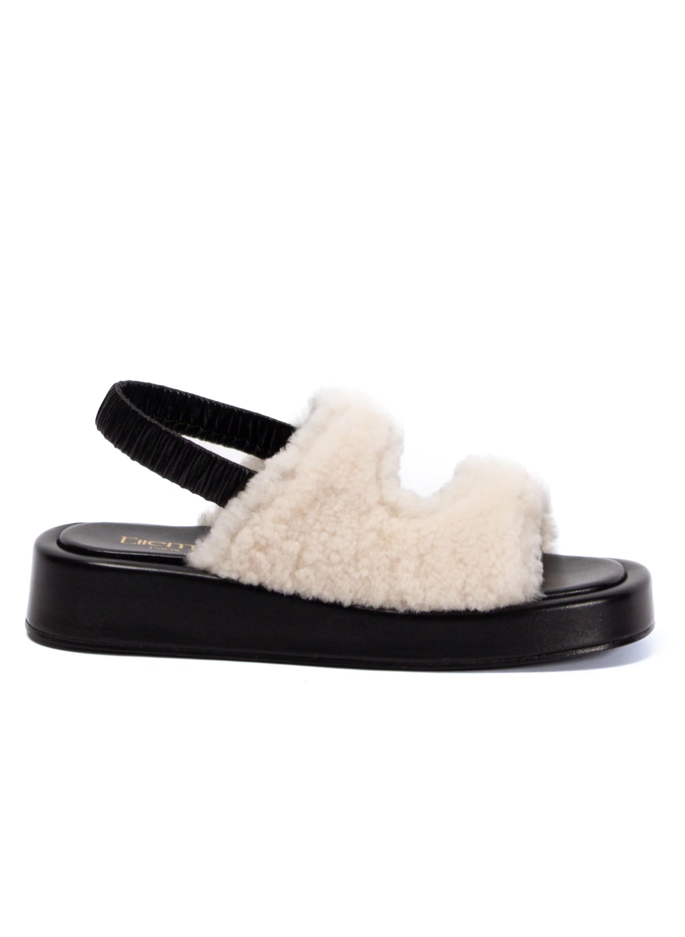 Gemini Shearling Slingback Black/Beige - 4