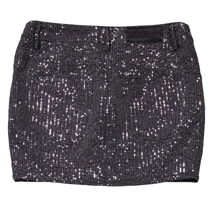 Rotate Ladies Black Sequin Twill Mini Skirt - 7