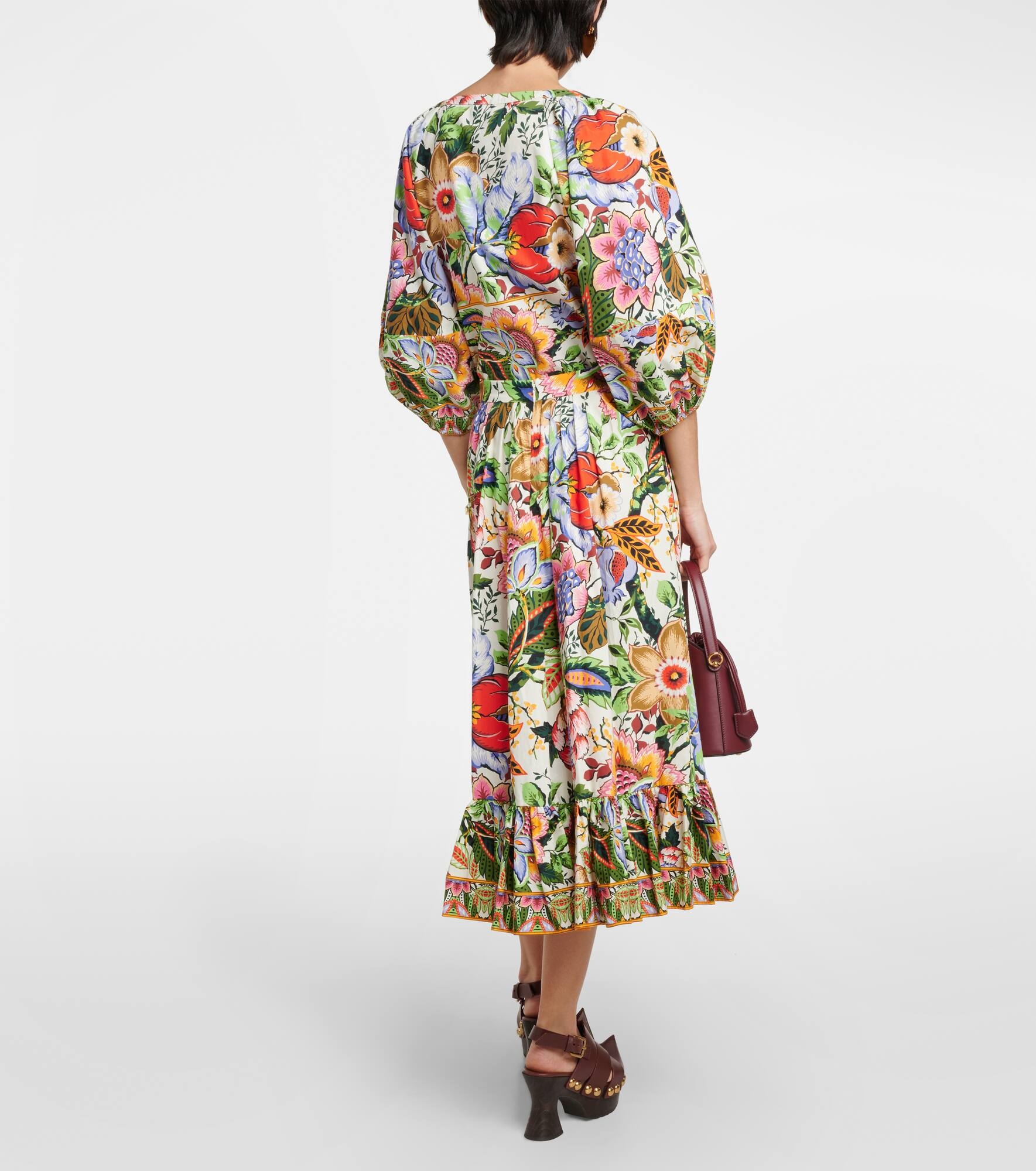 High-rise floral cotton midi skirt - 3