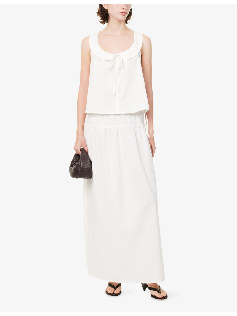 DEIJI STUDIOS Tie-Detail Checked Cotton Maxi Skirt outlook