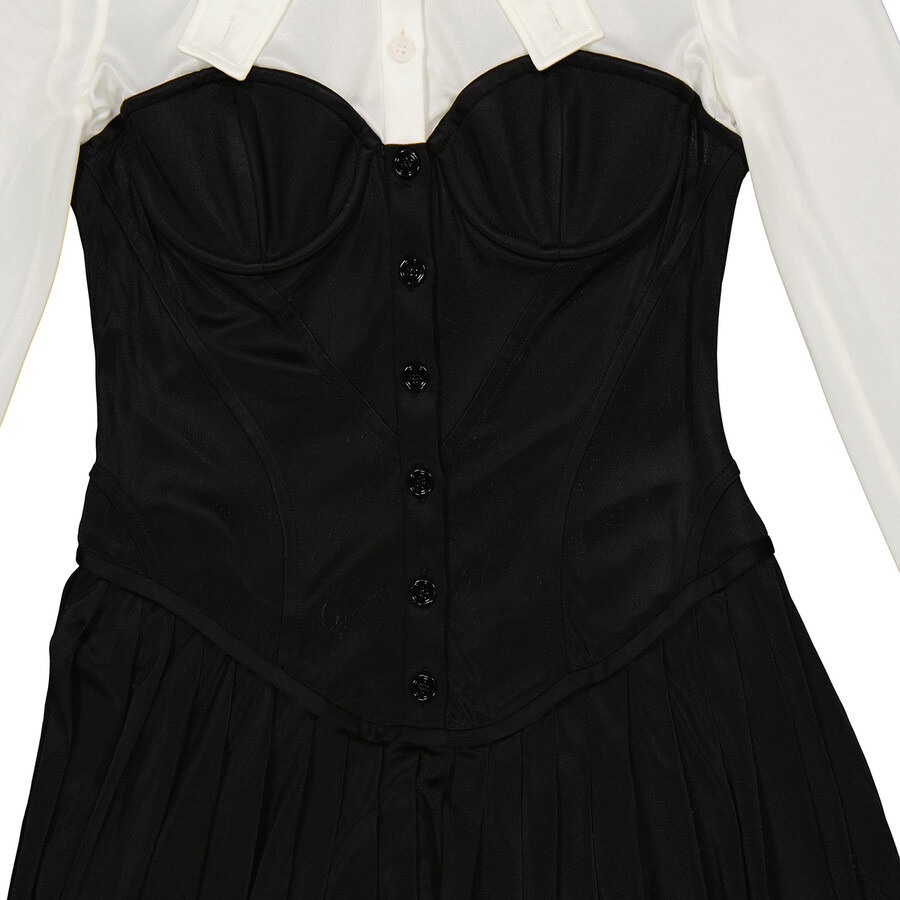 Open Box - Burberry Ladies Natural White Marcella Two Tone Bustier Shirtdress, Brand Size 12 (US Siz - 7