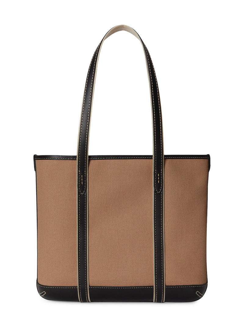 Women's Polo Bear Leather-Trim Canvas Tote Bag - Porcelain Black 3