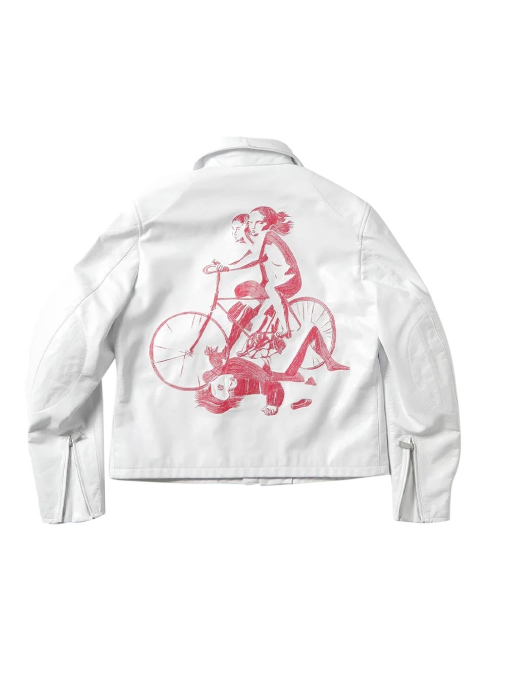 bicycle print leather jacket - 2