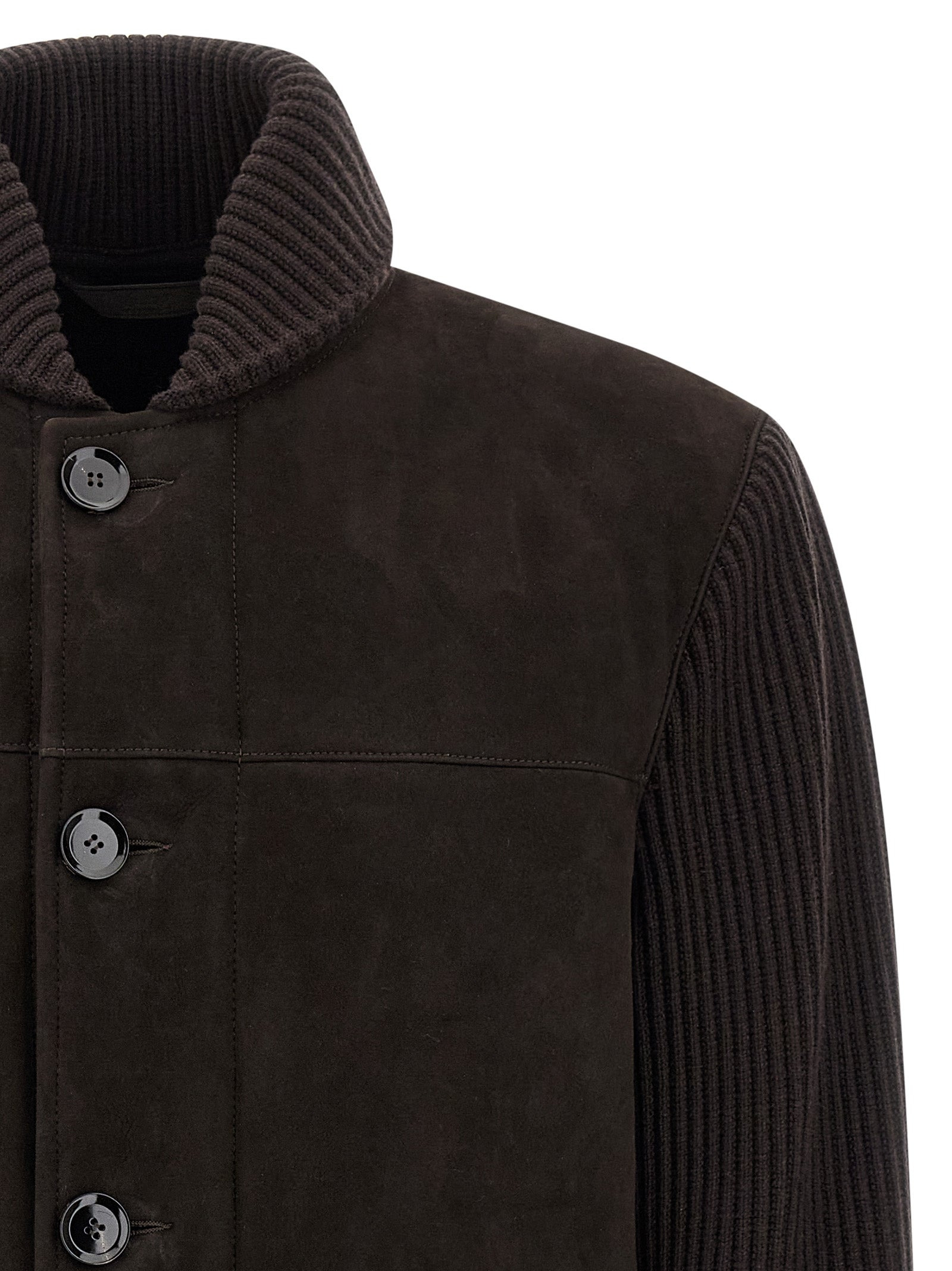 Suede Bomber Jacket Puffer Jackets Brown - 3