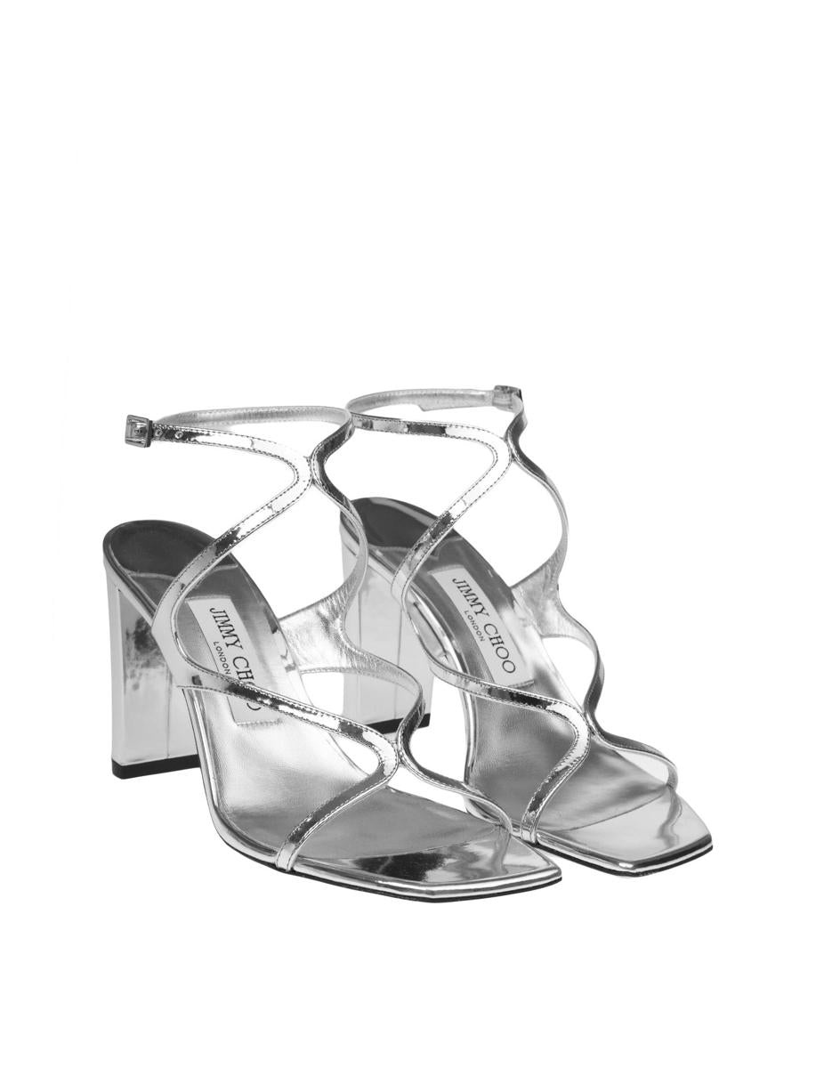 JIMMY CHOO MIRROR EFFECT LEATHER SANDALS - 2