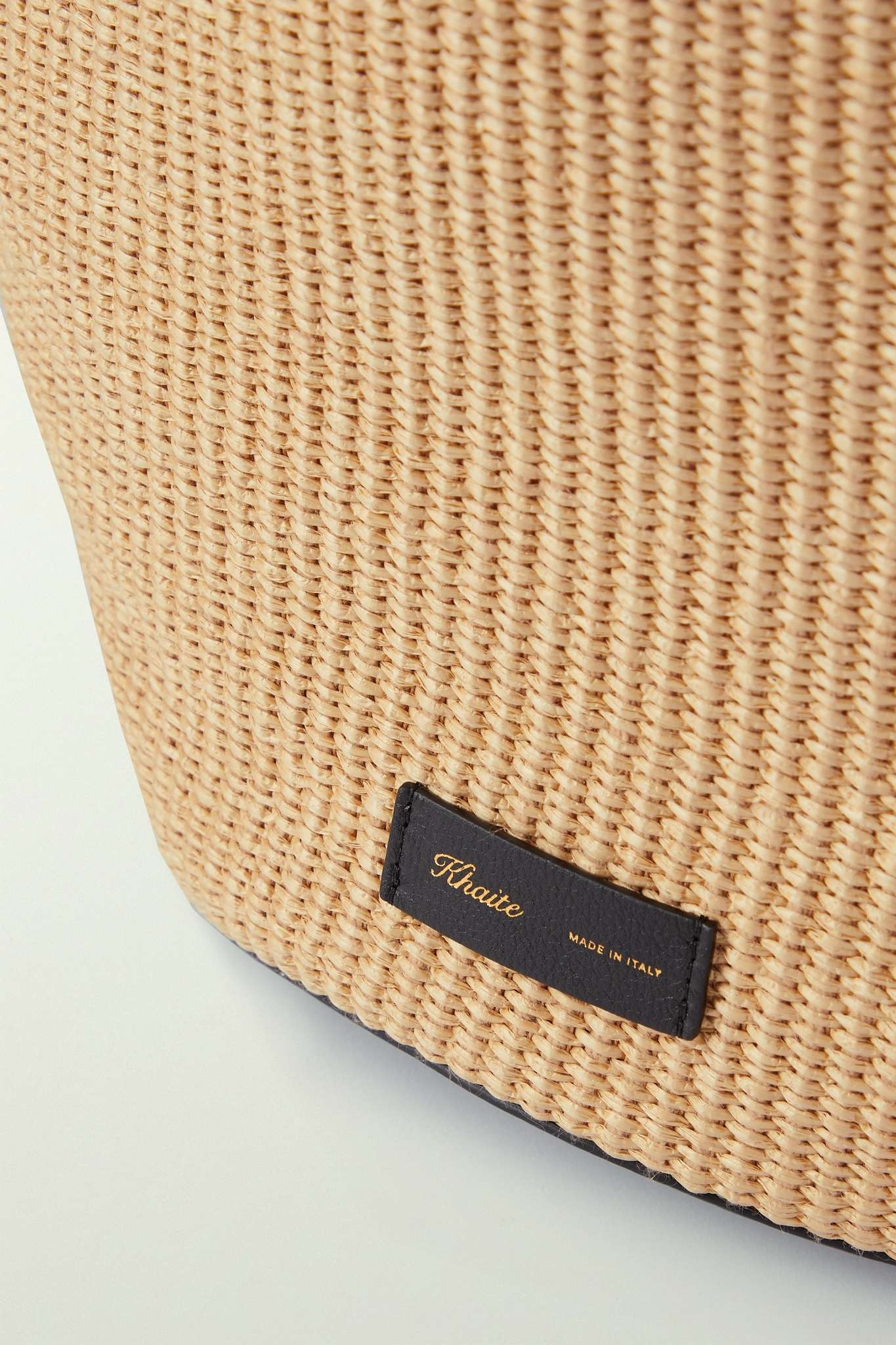 Lotus medium leather-trimmed raffia tote - 4