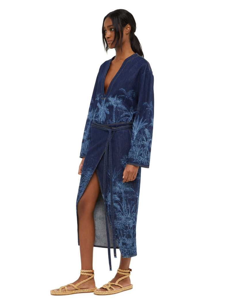 Jungle Toile De Jouy Denim Sarong Skirt 5