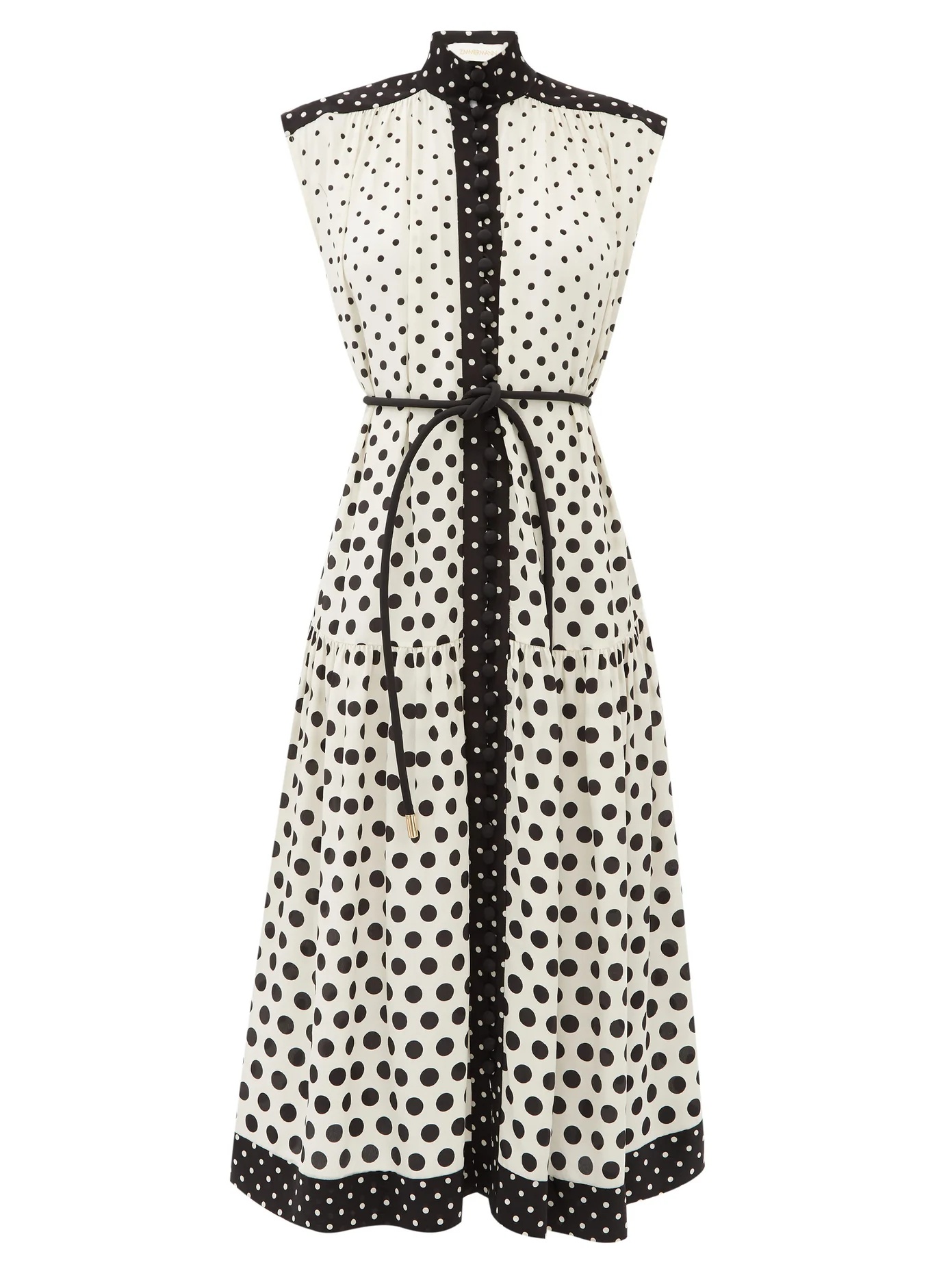 Belted polka-dot crepe de Chine midi dress - 1