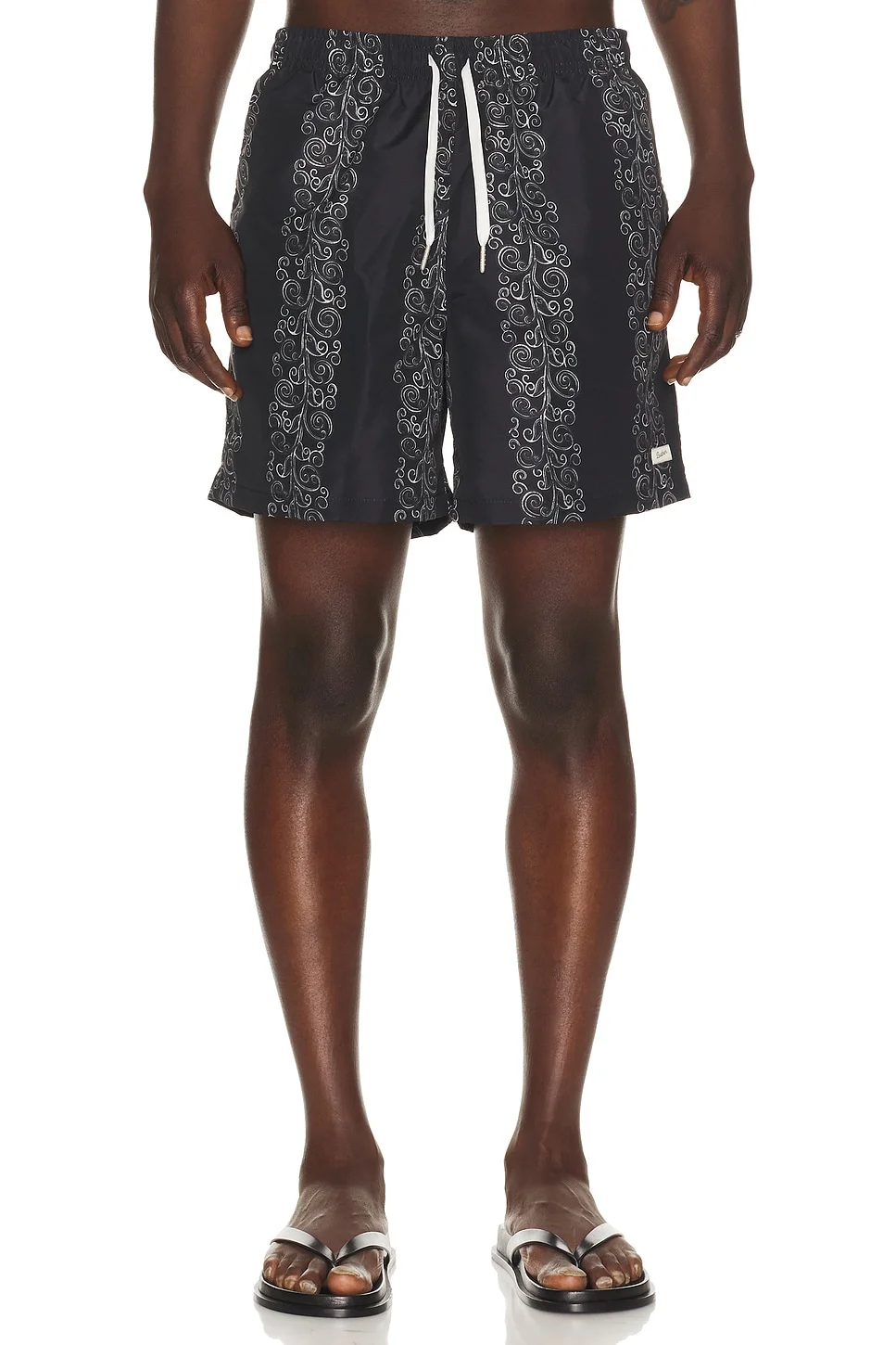 Black Fiesta Printed Swim Trunk - 1