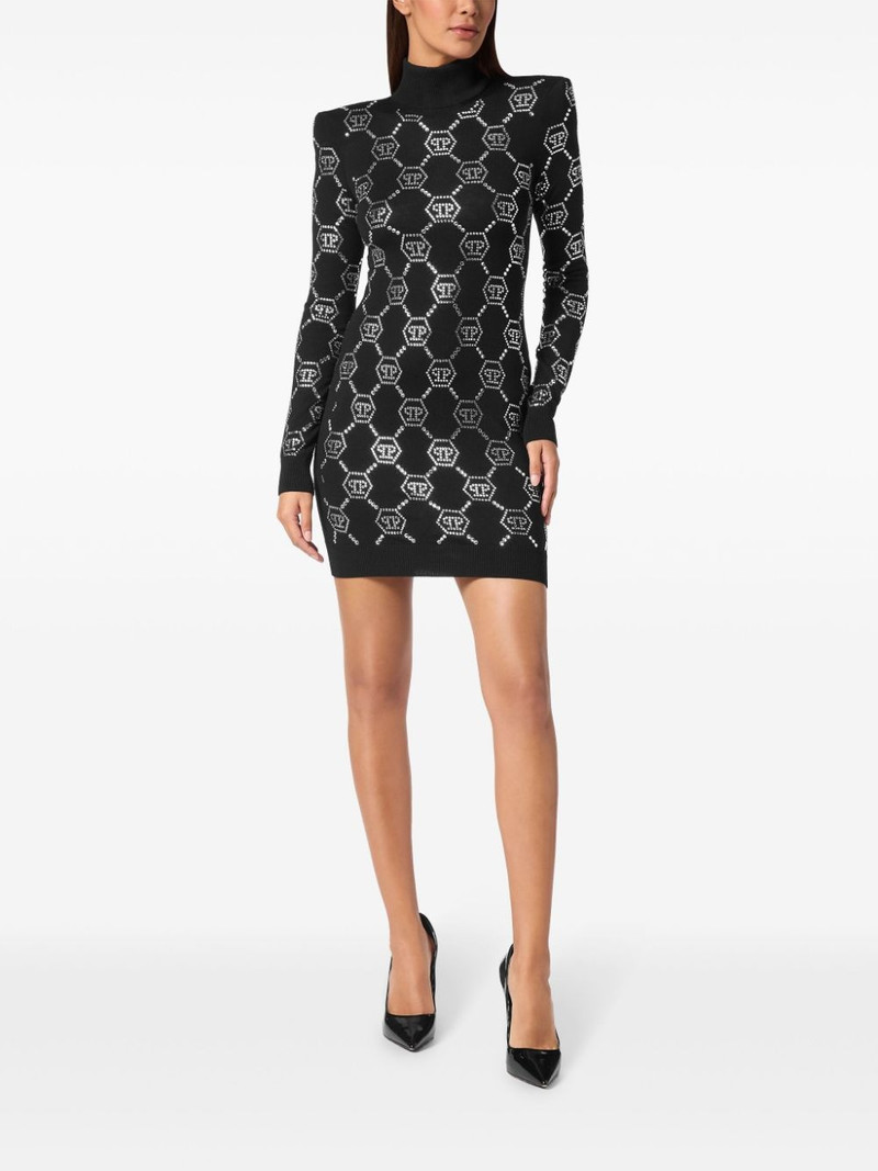 PHILIPP PLEIN crystal-embellished monogrammed mini dress outlook