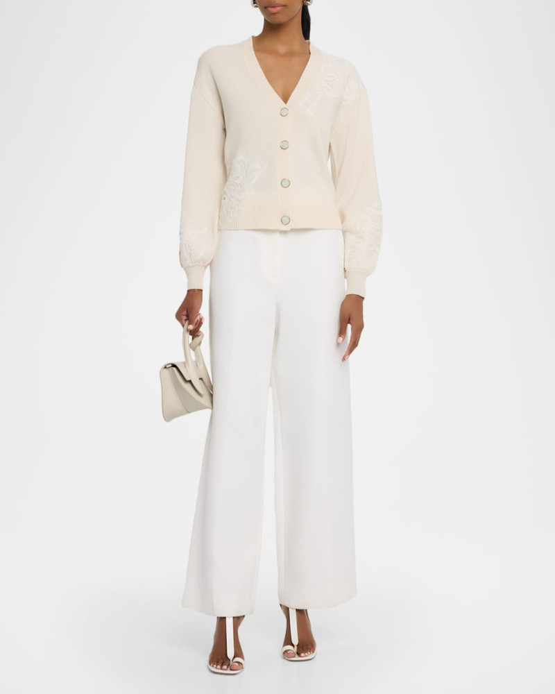 RAMY BROOK Perry Lace Applique Wool-Cashmere Cardigan outlook