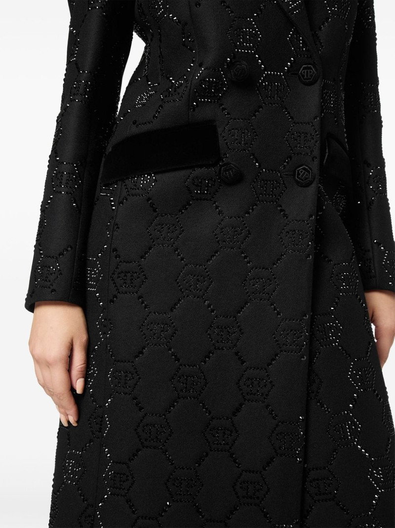 monogram crystal double-breasted coat 6