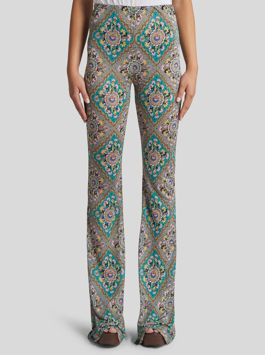 FLARED FLORAL MEDALLION TROUSERS - 2