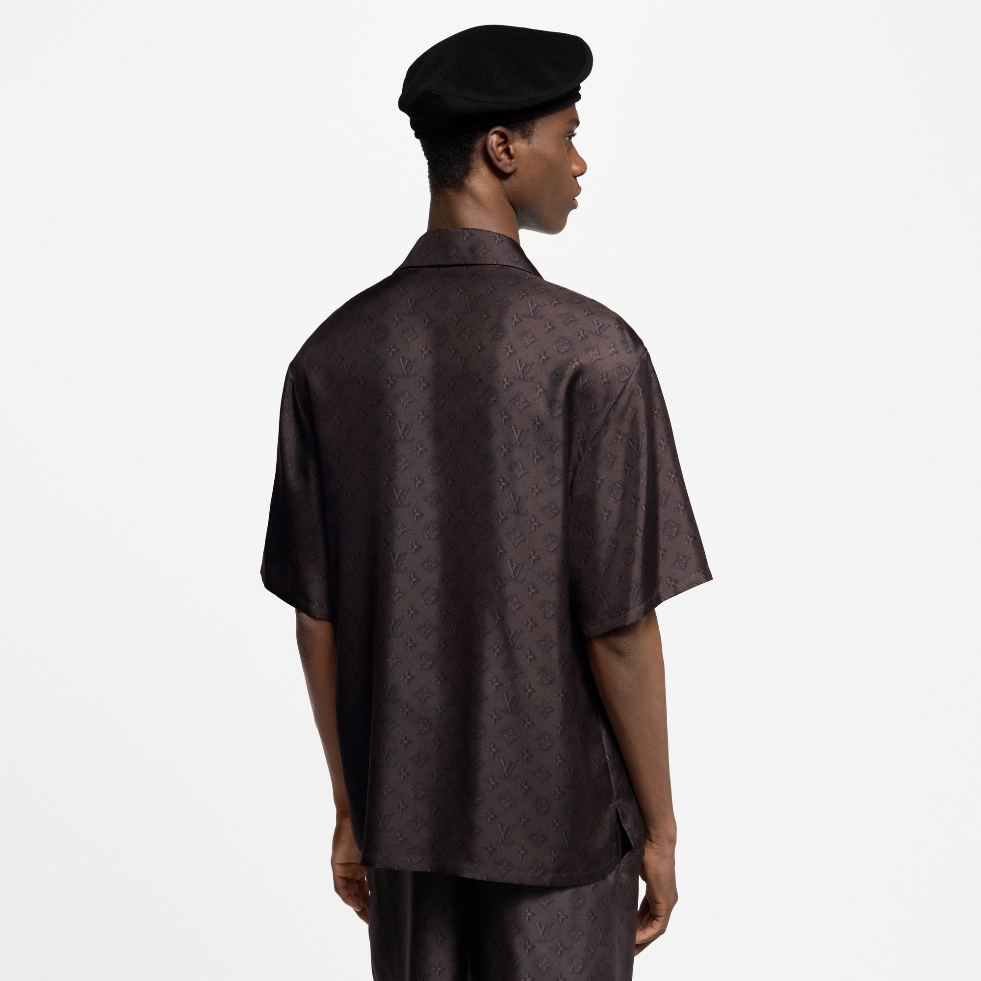 Printed Monogram Short-Sleeved Silk Shirt - 5