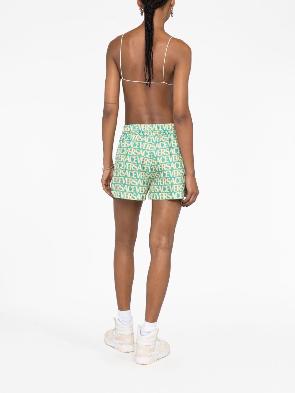 logo-print silk shorts - 6