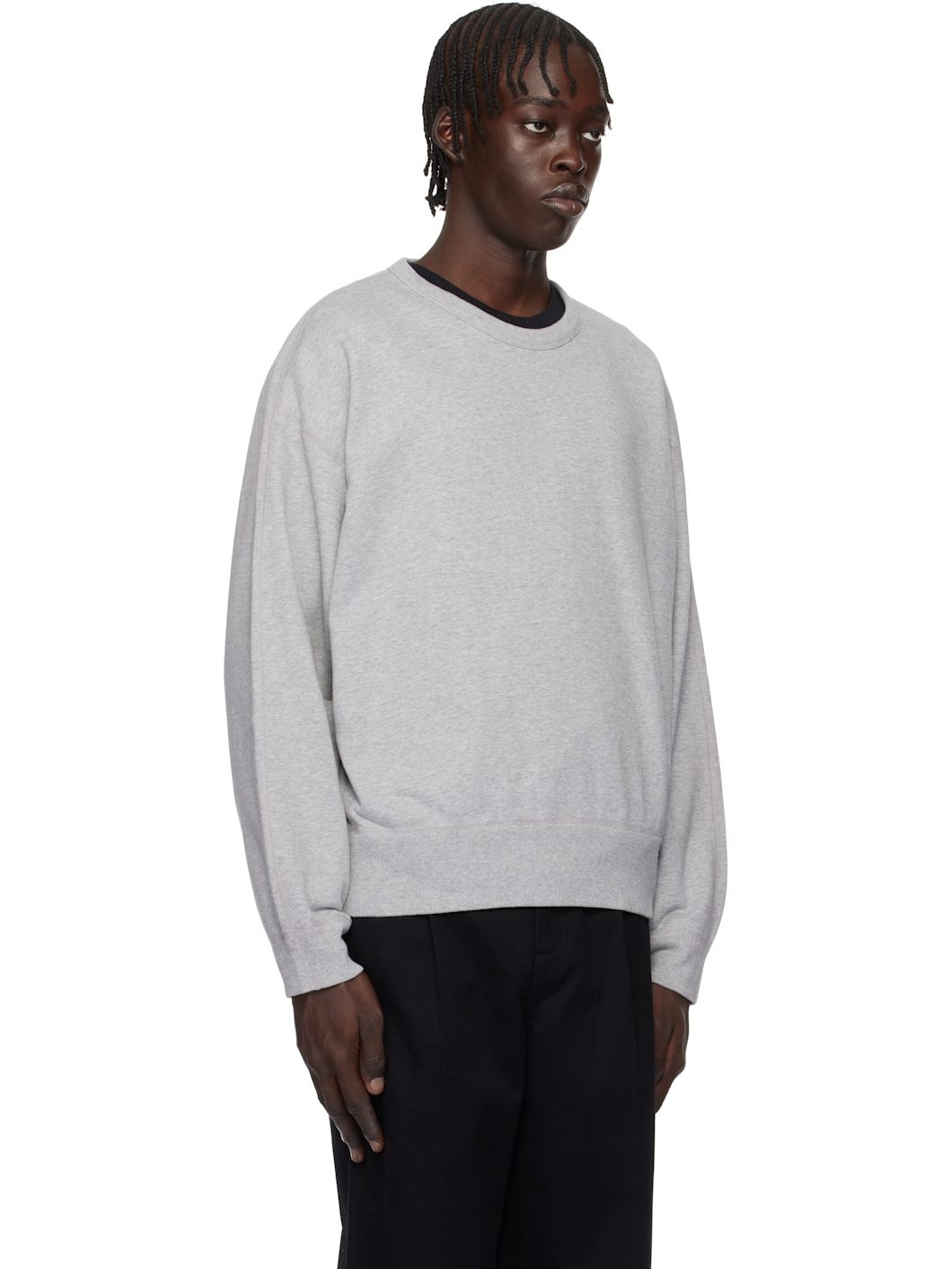 Gray Midweight Terry Standard Crewneck Sweatshirt - 2
