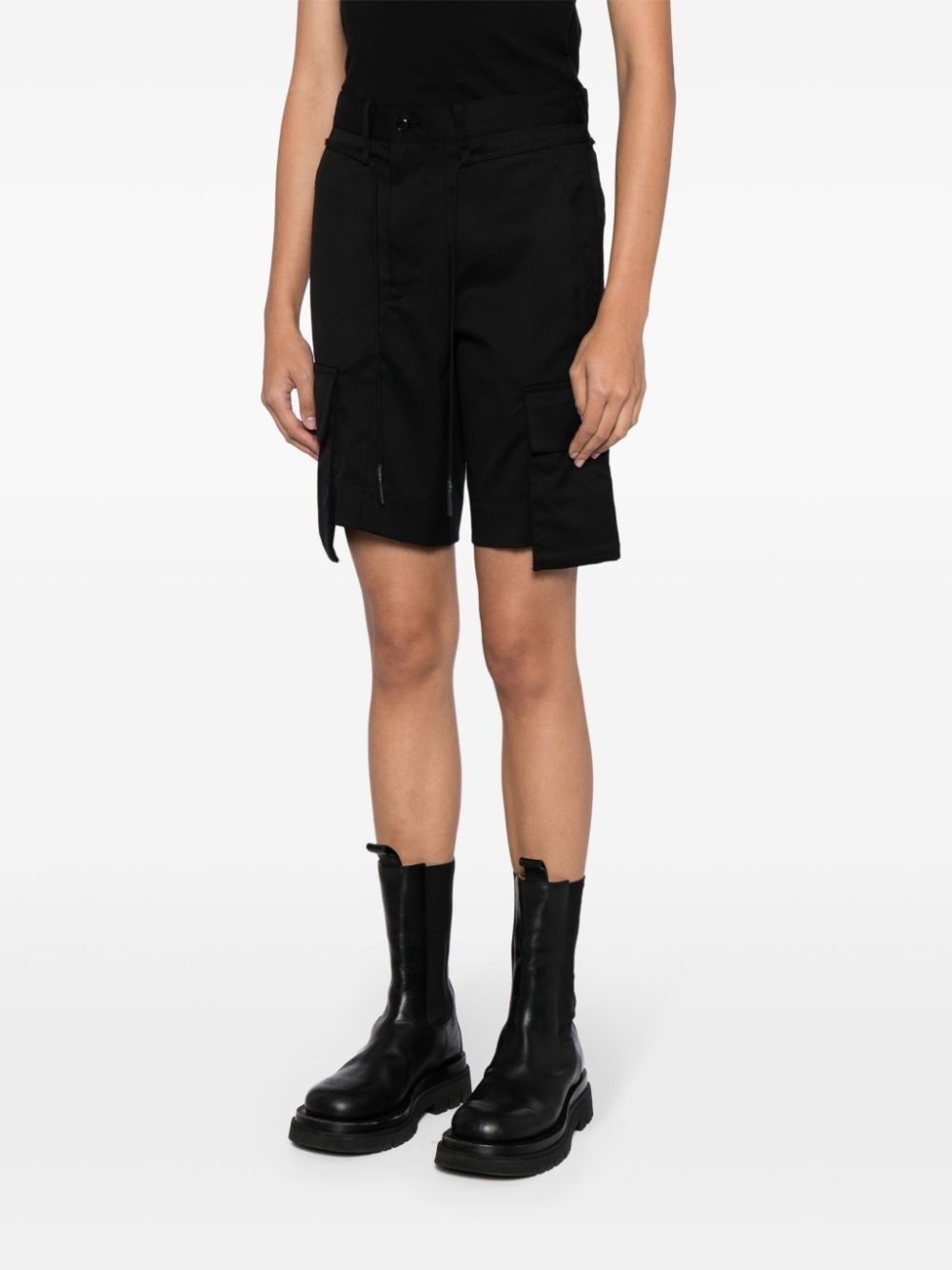 drawstring-waistband knee-length shorts - 6