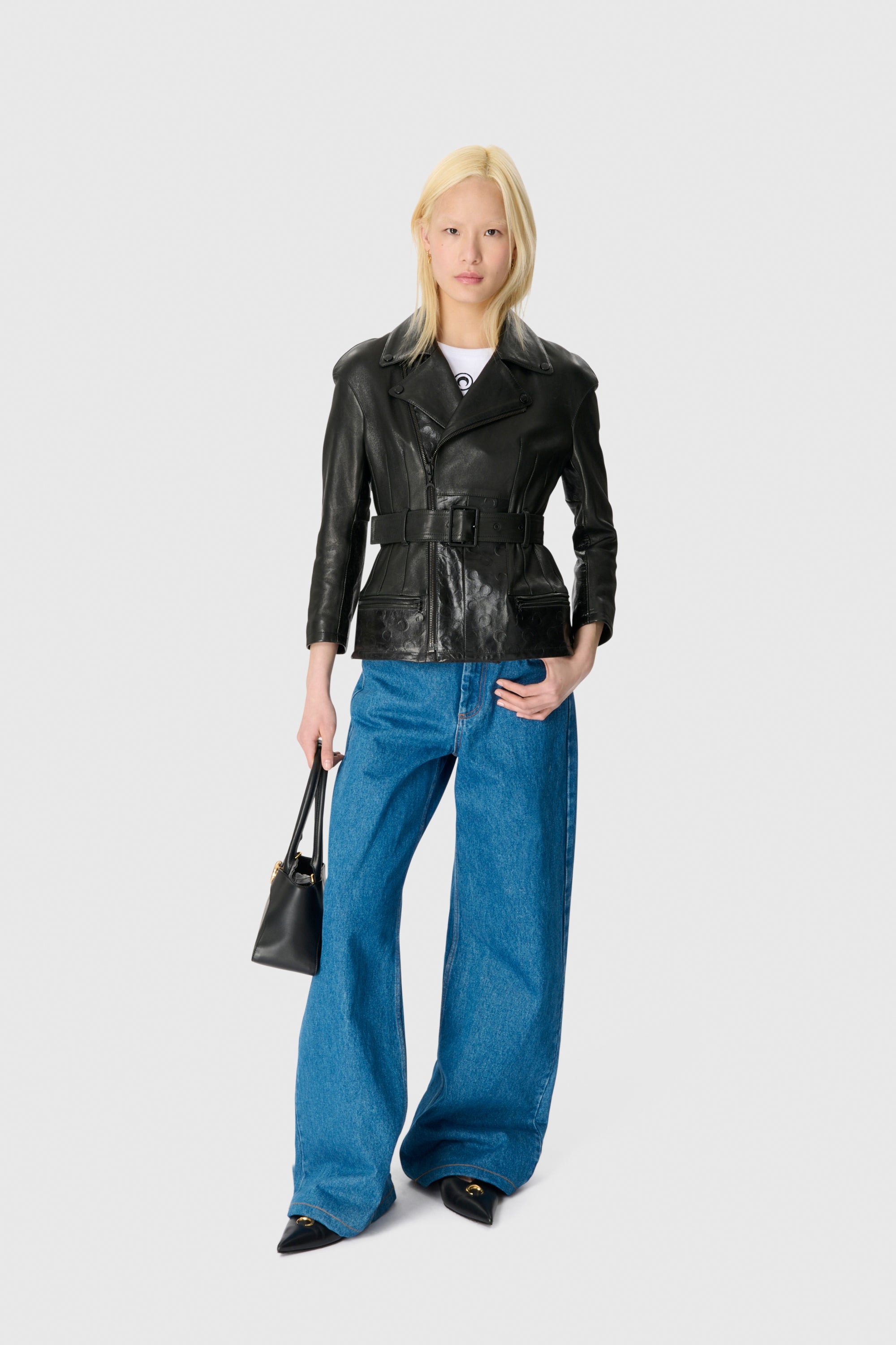 Moon Laser Blue Wash Denim High-Waist Flare Jeans - 4