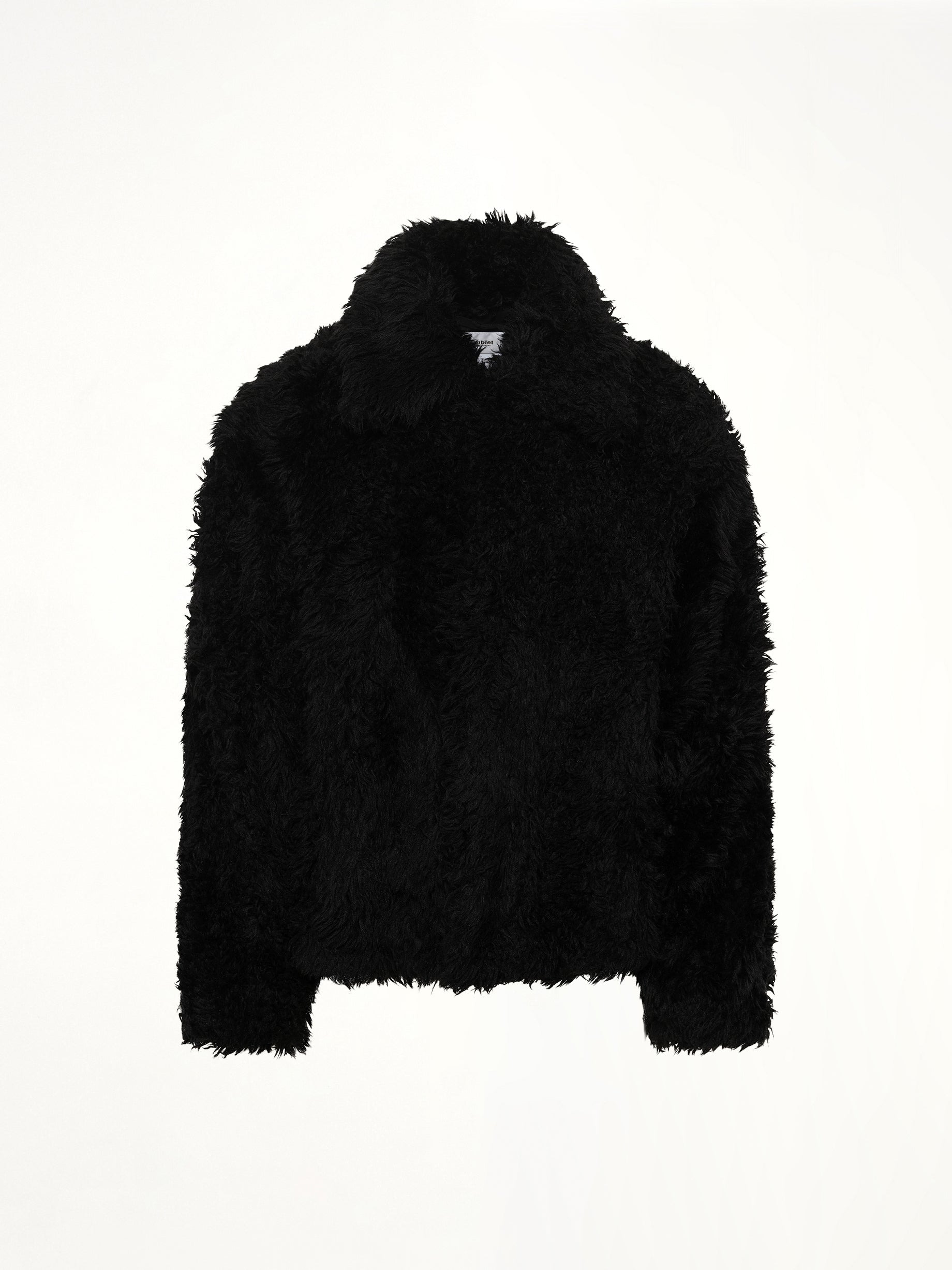Sinister Mouth Faux Fur Jacket in Black - 2