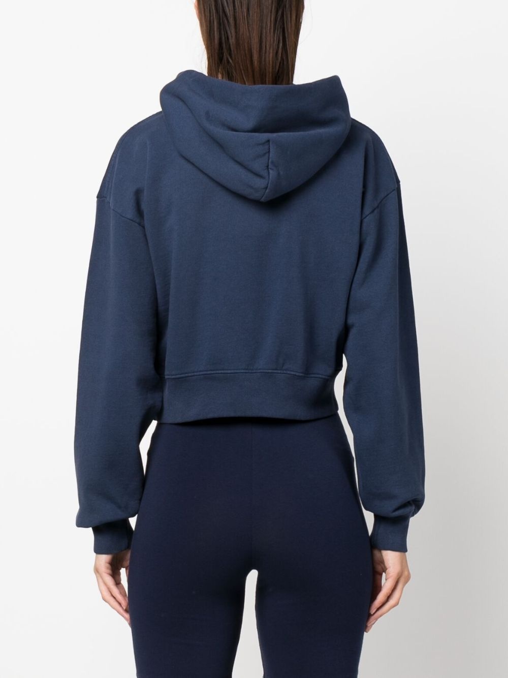 logo-print cropped cotton hoodie - 4